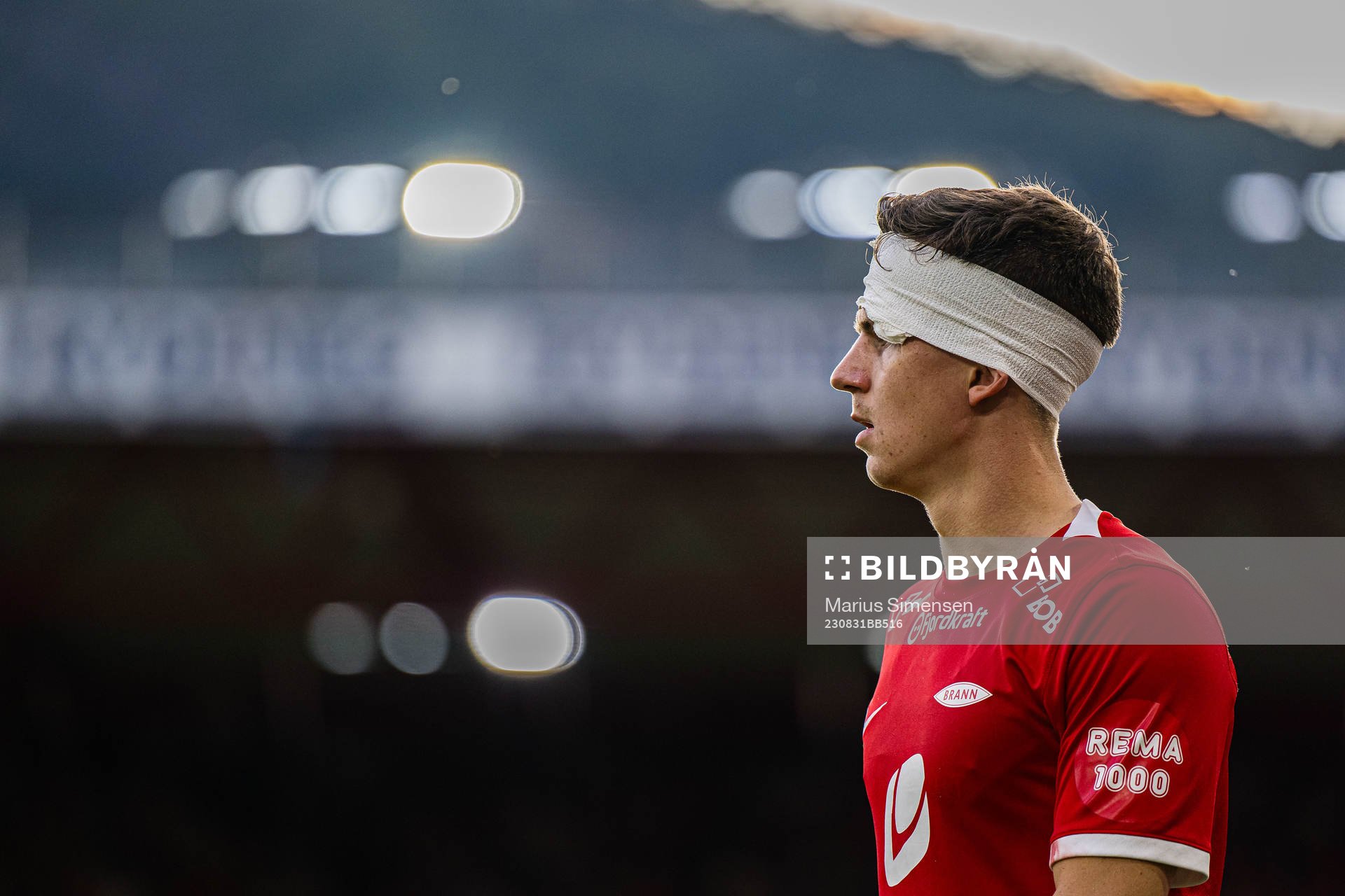 Sander Kartum of Brann during the UEFA Europa Conference League play-off match between Brann and AZ Alkmaar on August 31, 2023 in Bergen.