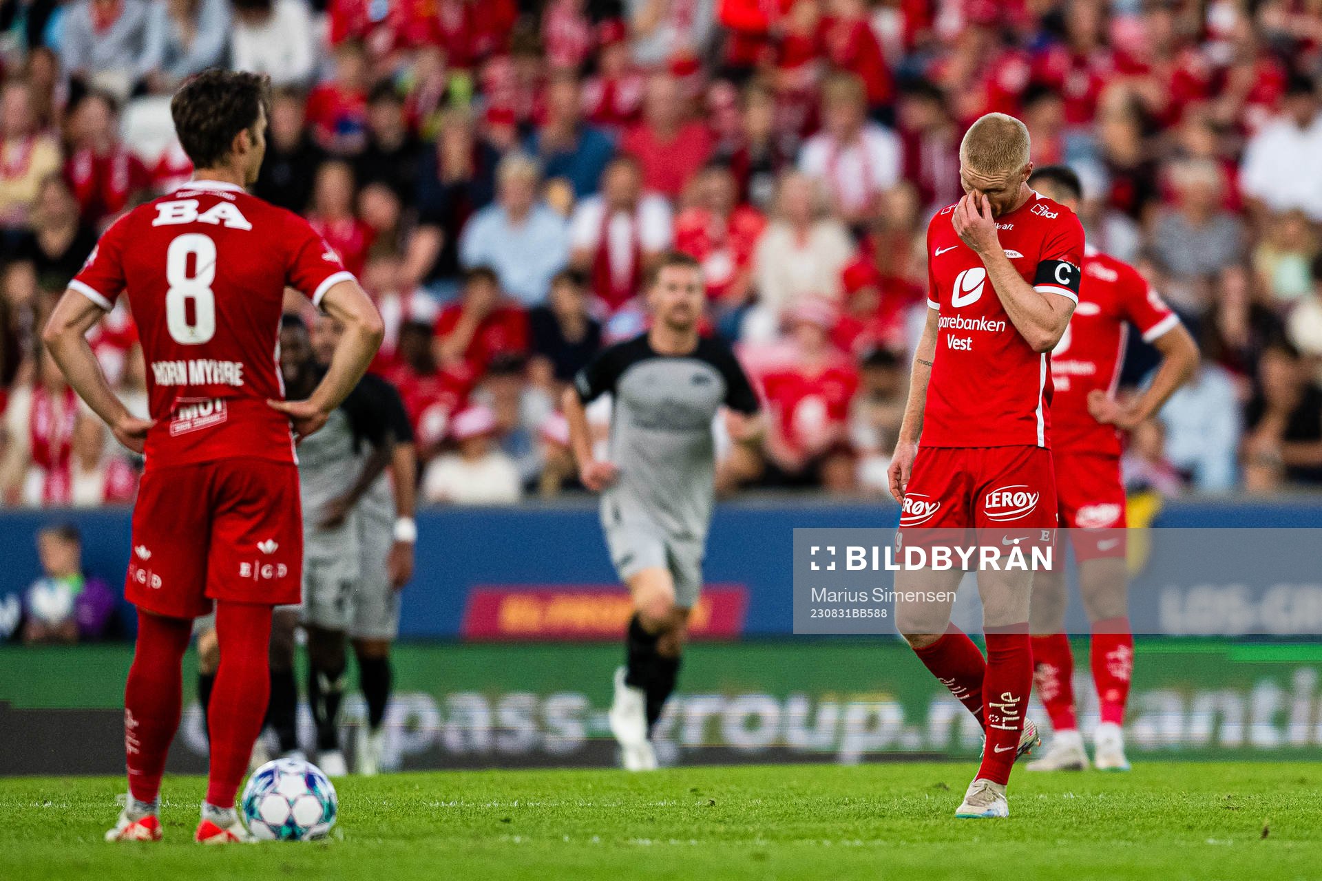 Sivert Heltne Nilsen of Brann looks dejected