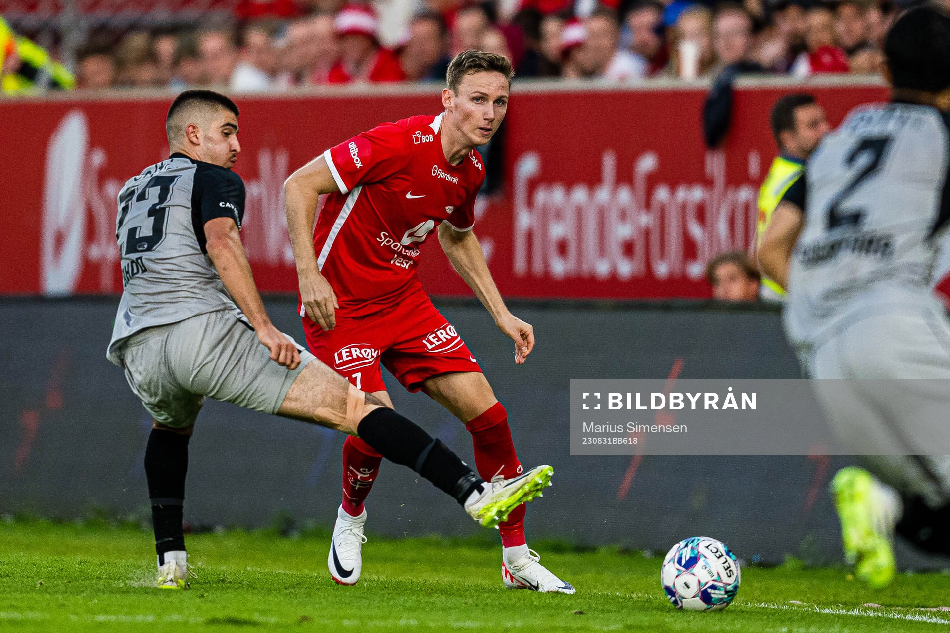 Joachim Soltvedt of Brann during the UEFA Europa Conference League play-off match between Brann and AZ Alkmaar on August 31, 2023 in Bergen.