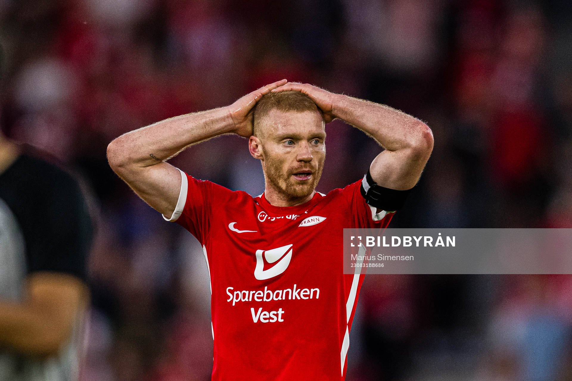 Sivert Heltne Nilsen of Brann looks dejected