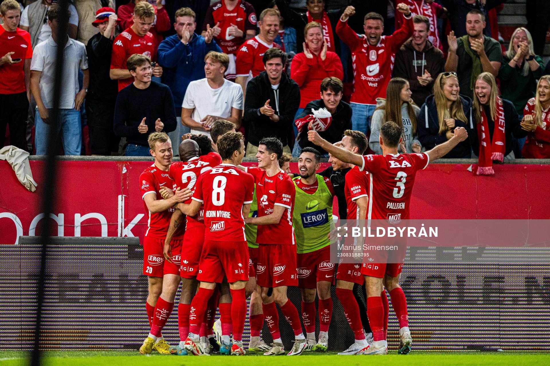 Japhet Sery Larsen of Brann celebrates