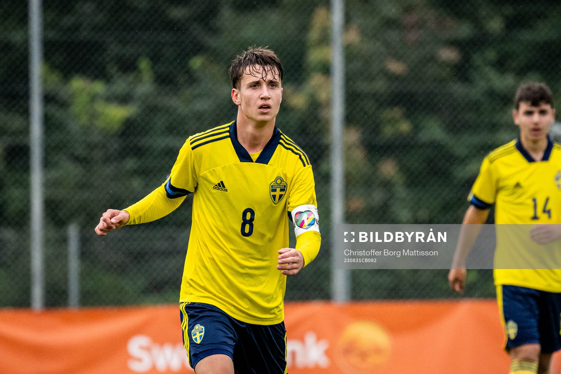 Sveriges Kenan Busuladzic under träningslandskampen i fotboll mellan Sverige P16 och Estland P16 den 31 augusti 2023 i Höganäs.