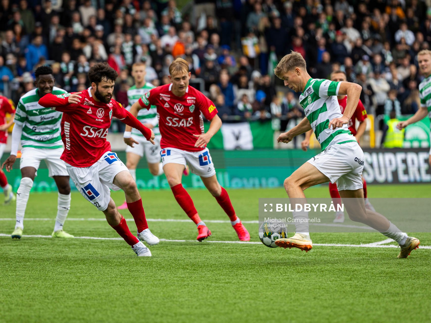 Västerås SKs Patric Åslund mot Brages Jonathan Syberg