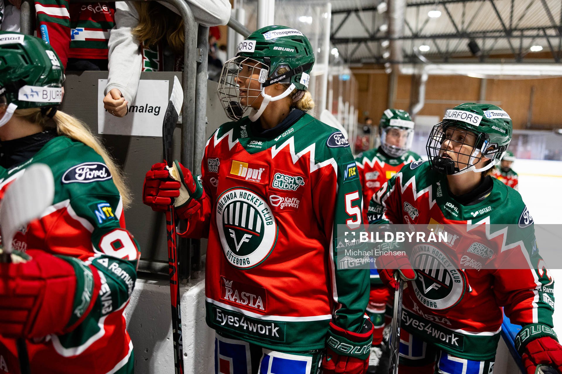 Frölundas Ebba Strandberg innan träningsmatchen i