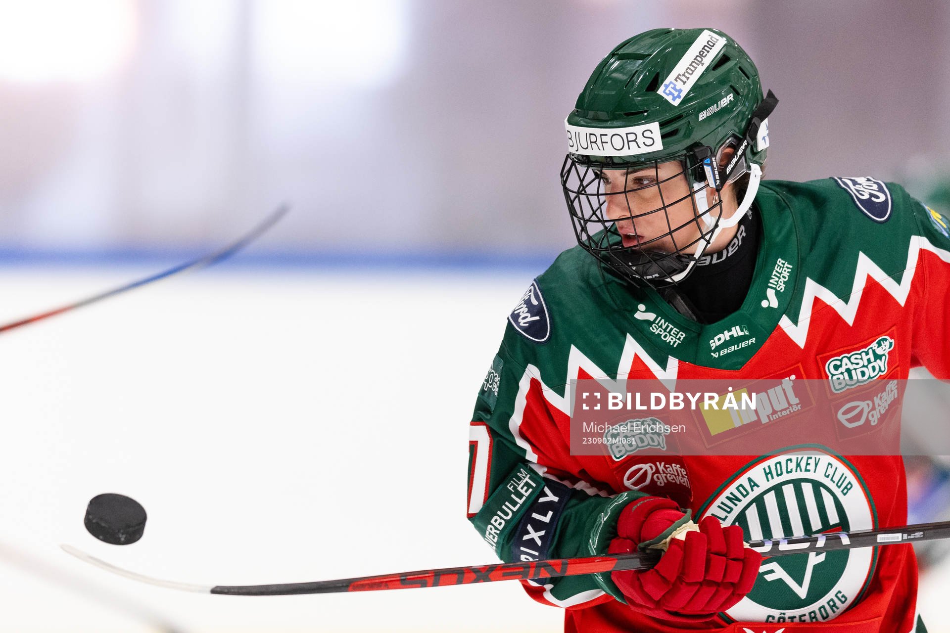 Frölundas Kaitlyn Yearwood innan träningsmatchen i