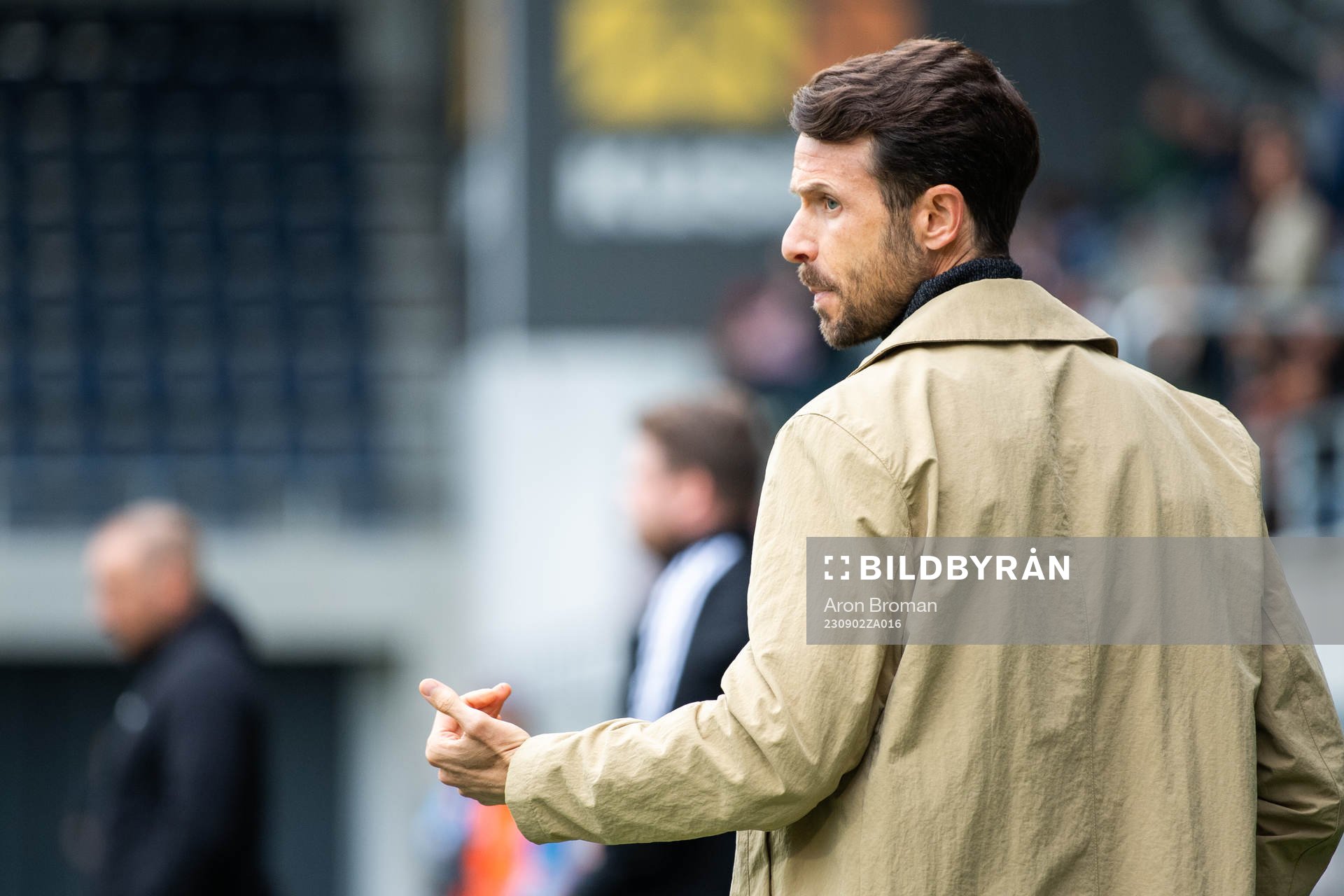Jönköpings Södras tränare Andres Garcia under fotbollsmatchen i Superettan mellan Gefle och Jönköpings Södra den 2 september 2023 i Gävle.