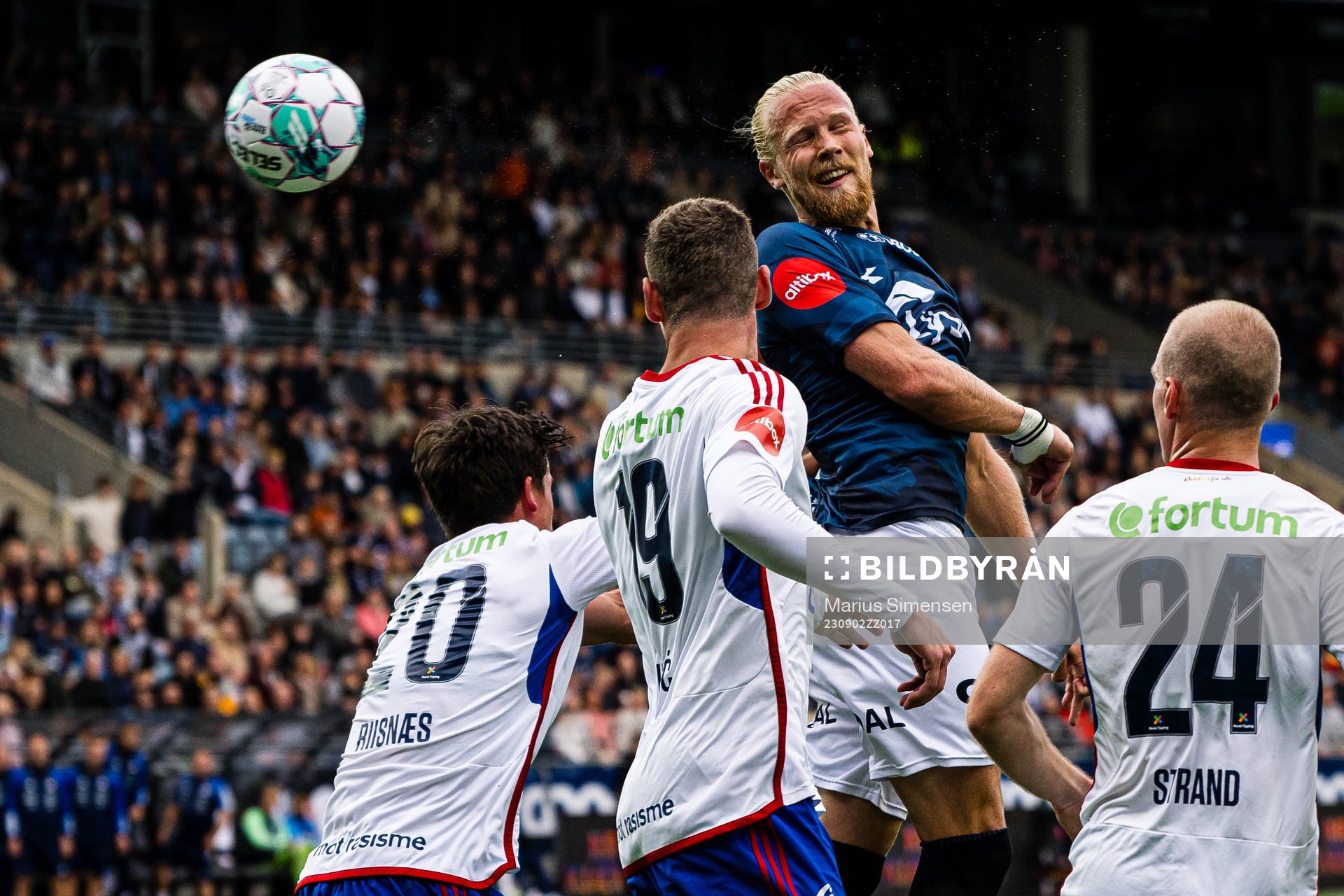 Lars-Jørgen Salvesen of Viking scores a disallowed goal