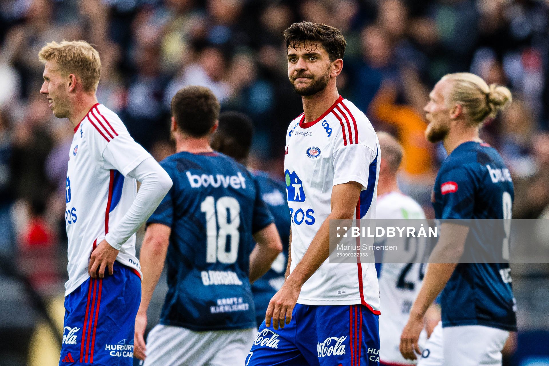 Fredrik Oldrup Jensen of Vålerenga looks dejected