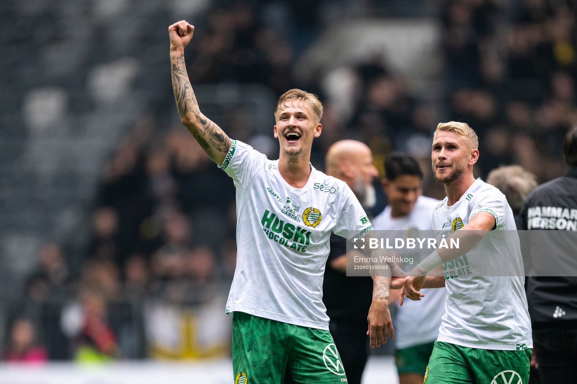Hammarbys Fredrik Hammar och Simon Strand jublar