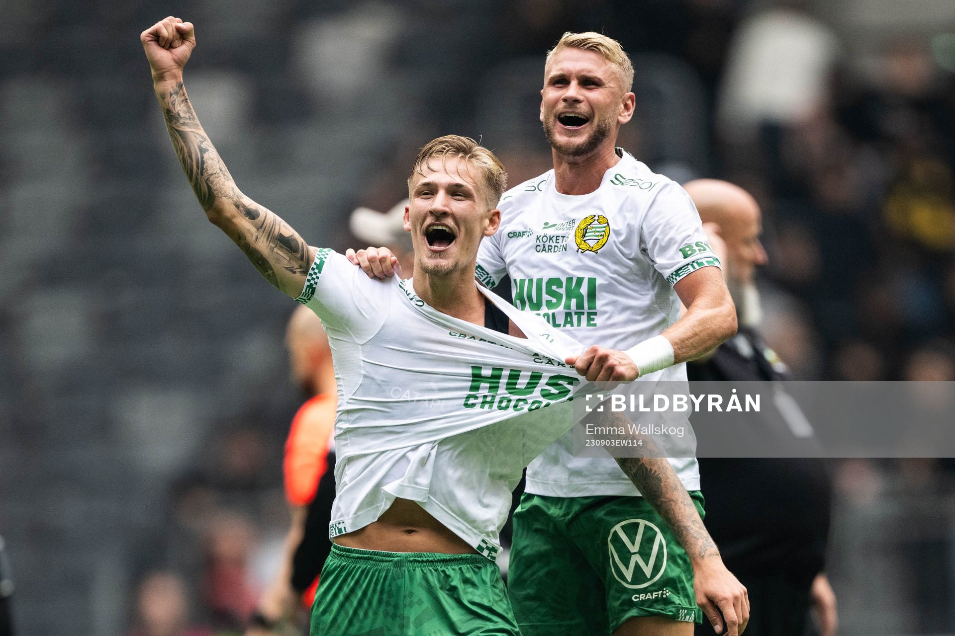 Hammarbys Fredrik Hammar och Simon Strand jublar