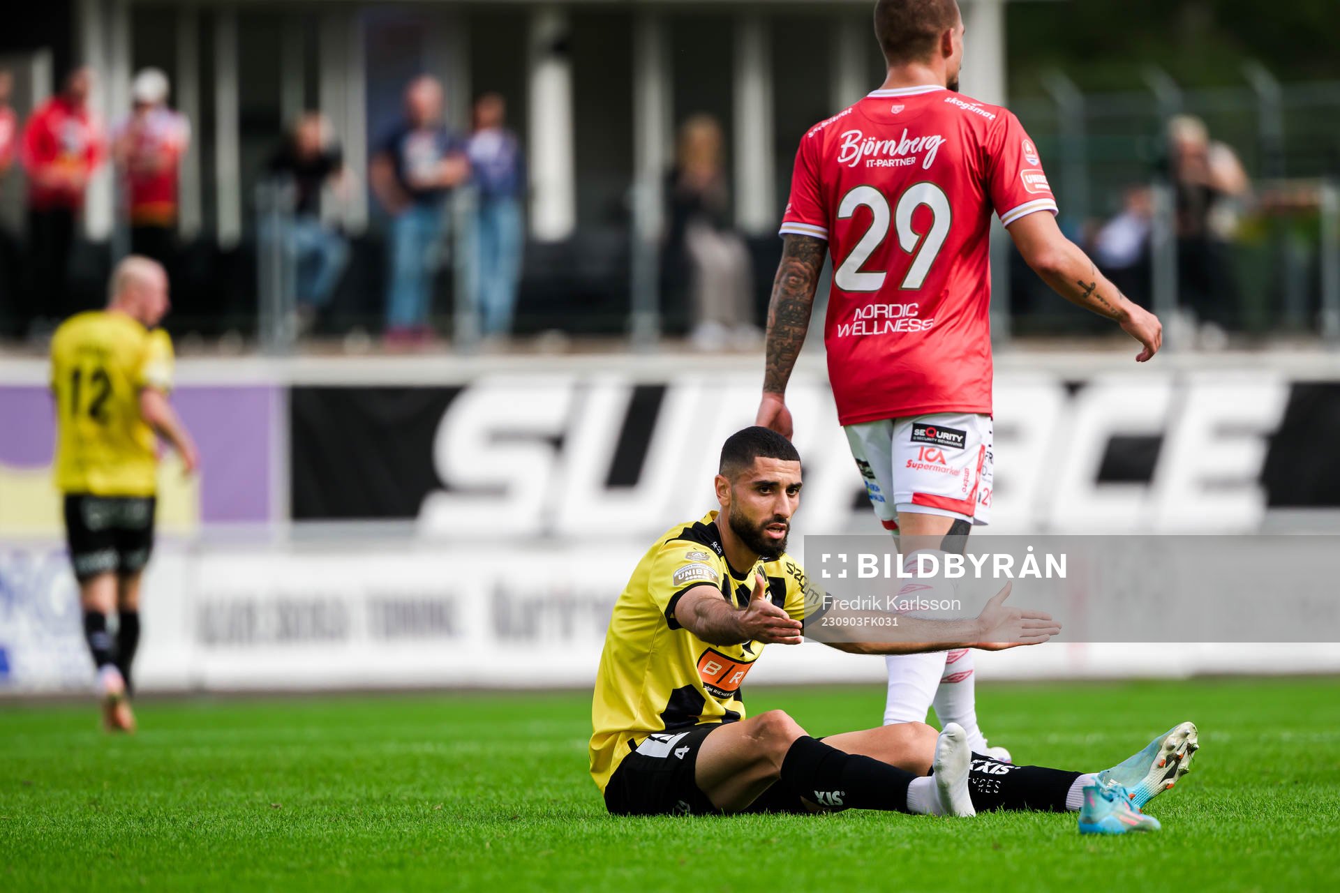 Häckens Aiham Ousou under fotbollsmatchen i Allsvenskan mellan Degerfors och Häcken den 3 september 2023 i Degerfors. 