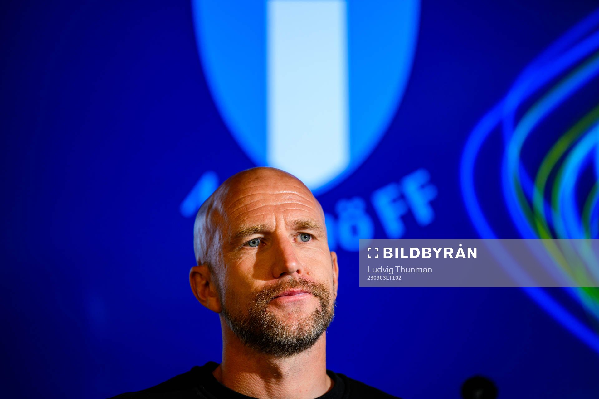 Malmö FFs Henrik Rydström under presskonferensen efter fotbollsmatchen i Allsvenskan mellan Malmö FF och IFK Göteborg den 3 september 2023 i Malmö.