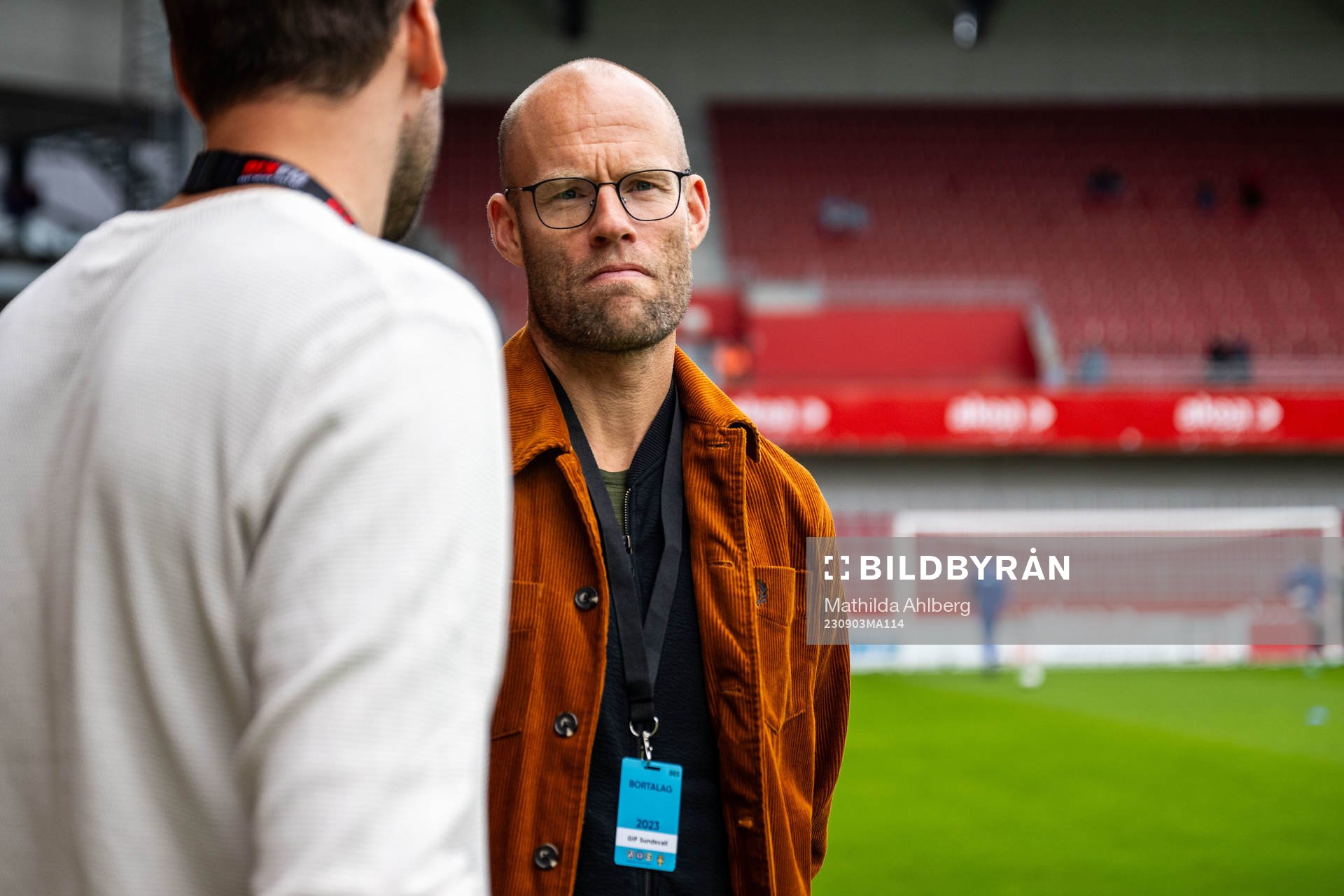 GIF Sundsvalls assisterande sportchef Joel Cedergren inför fotbollsmatchen i Superettan mellan Helsingborg och GIF Sundsvall den 3 september 2023 i Helsingborg.