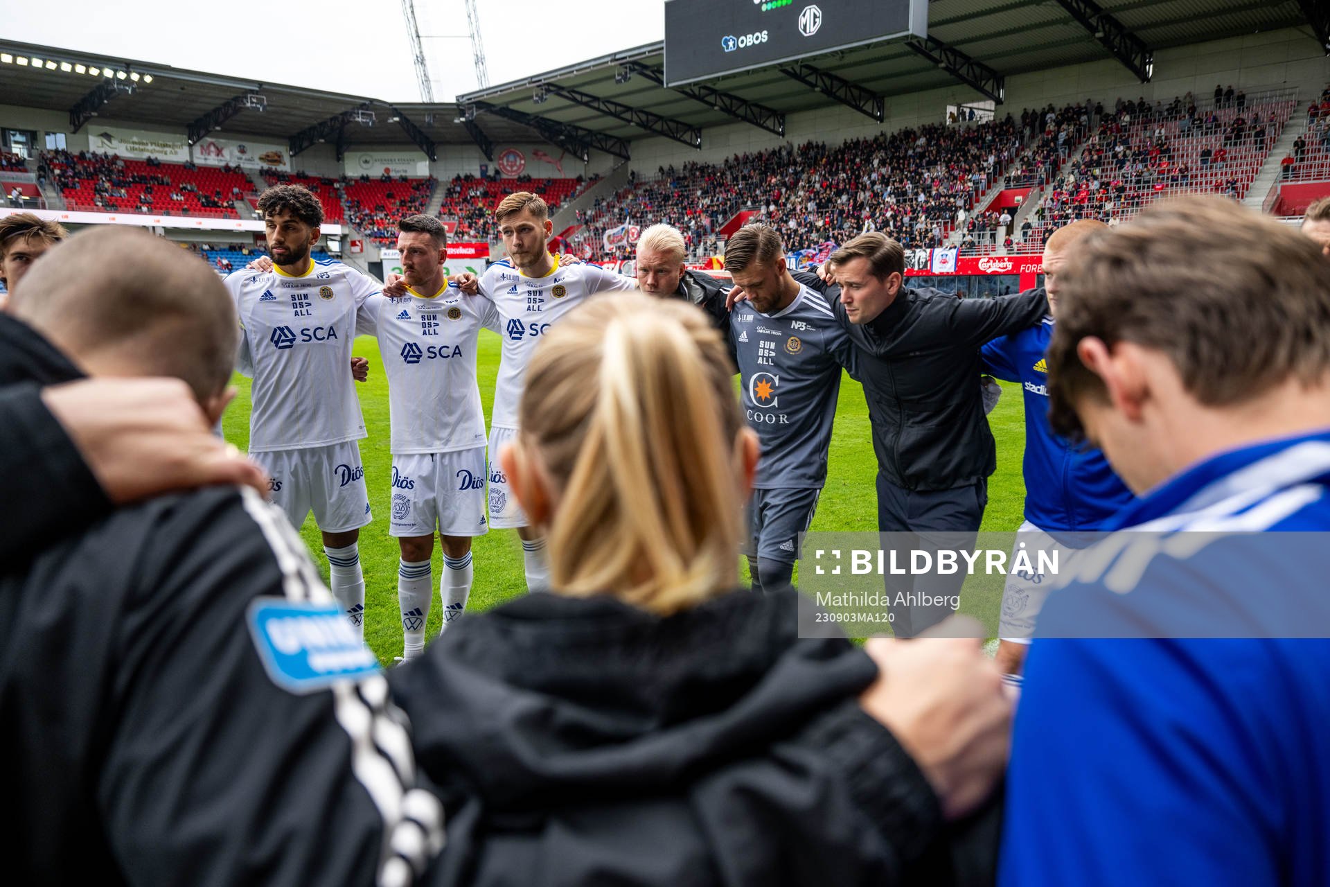 GIF Sundsvalls spelare samlade inför fotbollsmatchen i Superettan mellan Helsingborg och GIF Sundsvall den 3 september 2023 i Helsingborg.