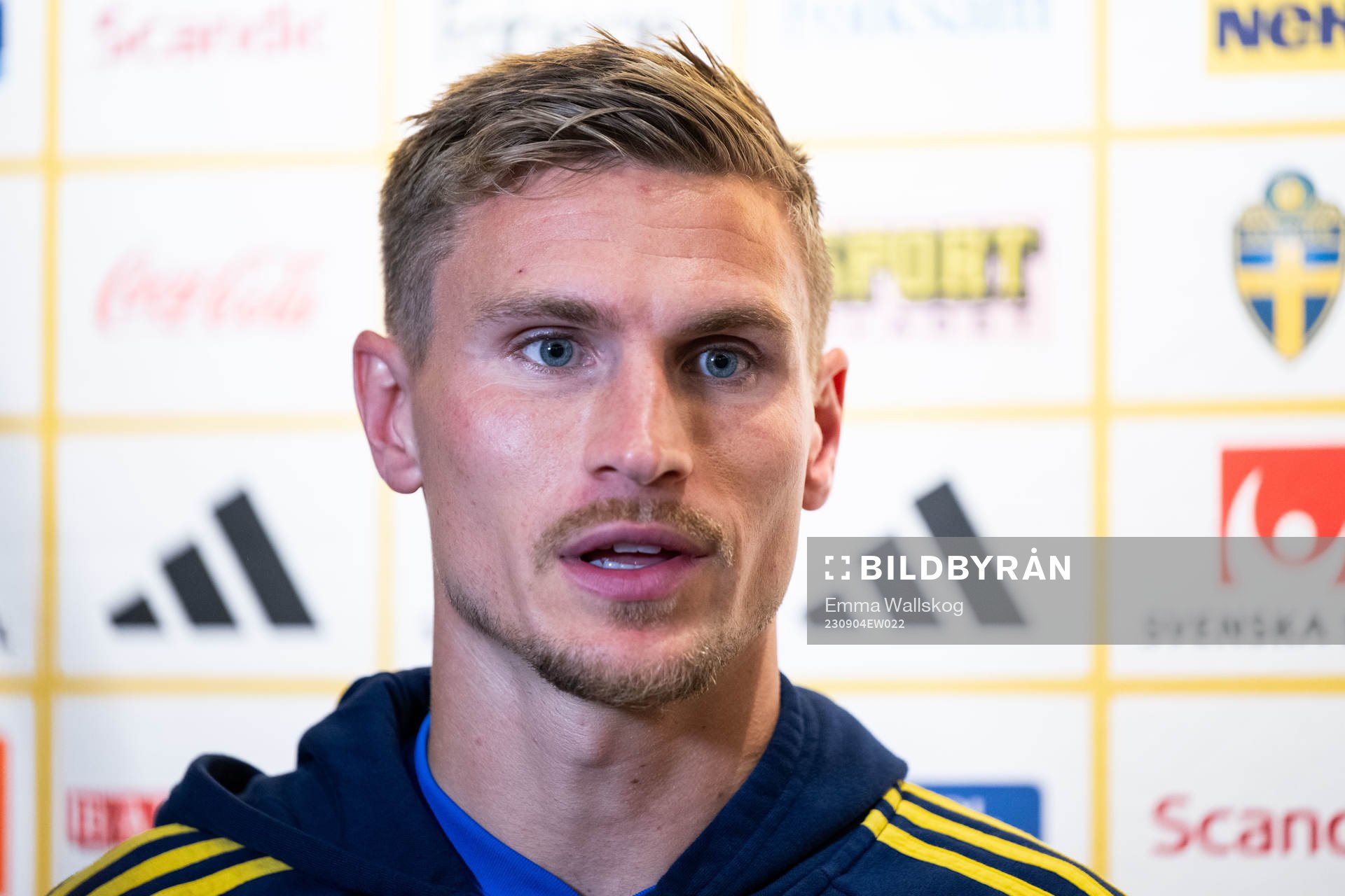Carl Starfelt of the Swedish national football team at a