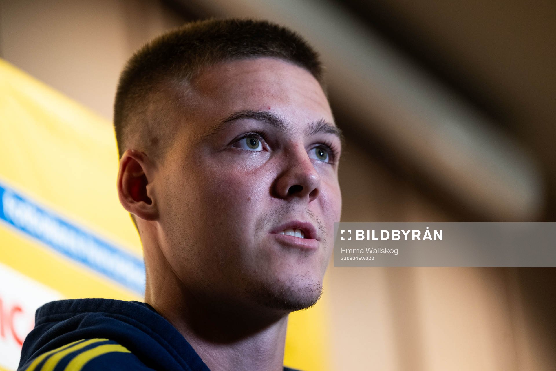 Emil Holm of the Swedish national football team at a press