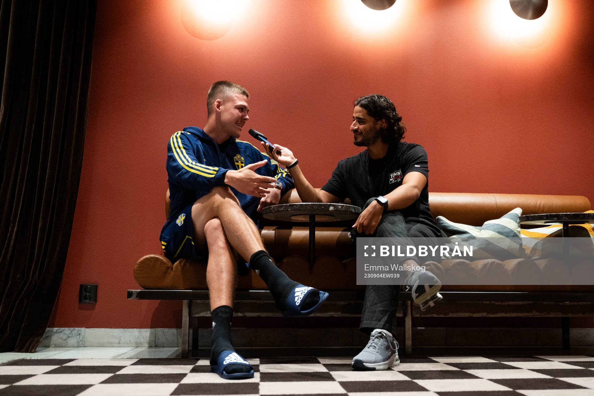 Emil Holm of the Swedish national football team at a press