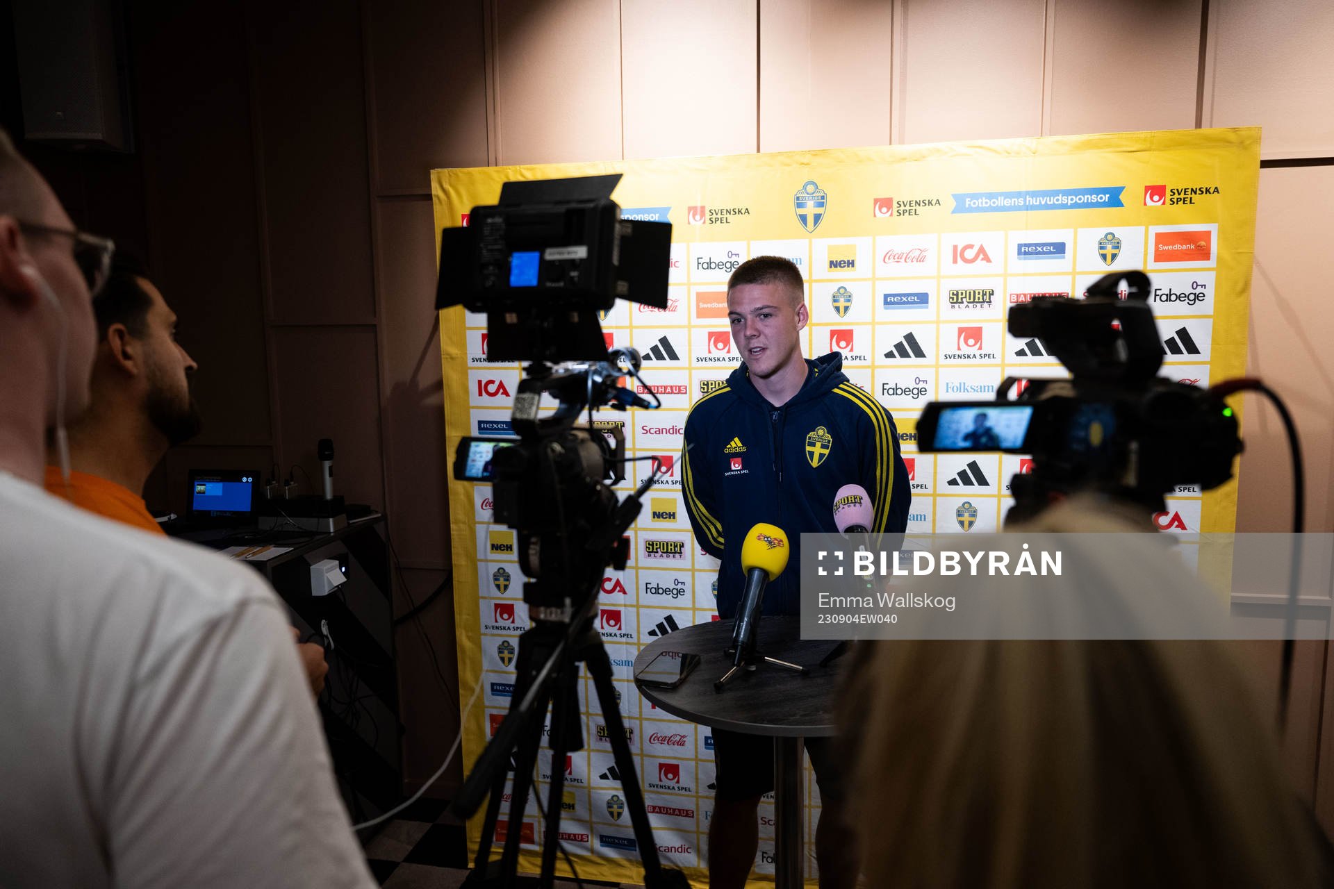 Emil Holm of the Swedish national football team at a press