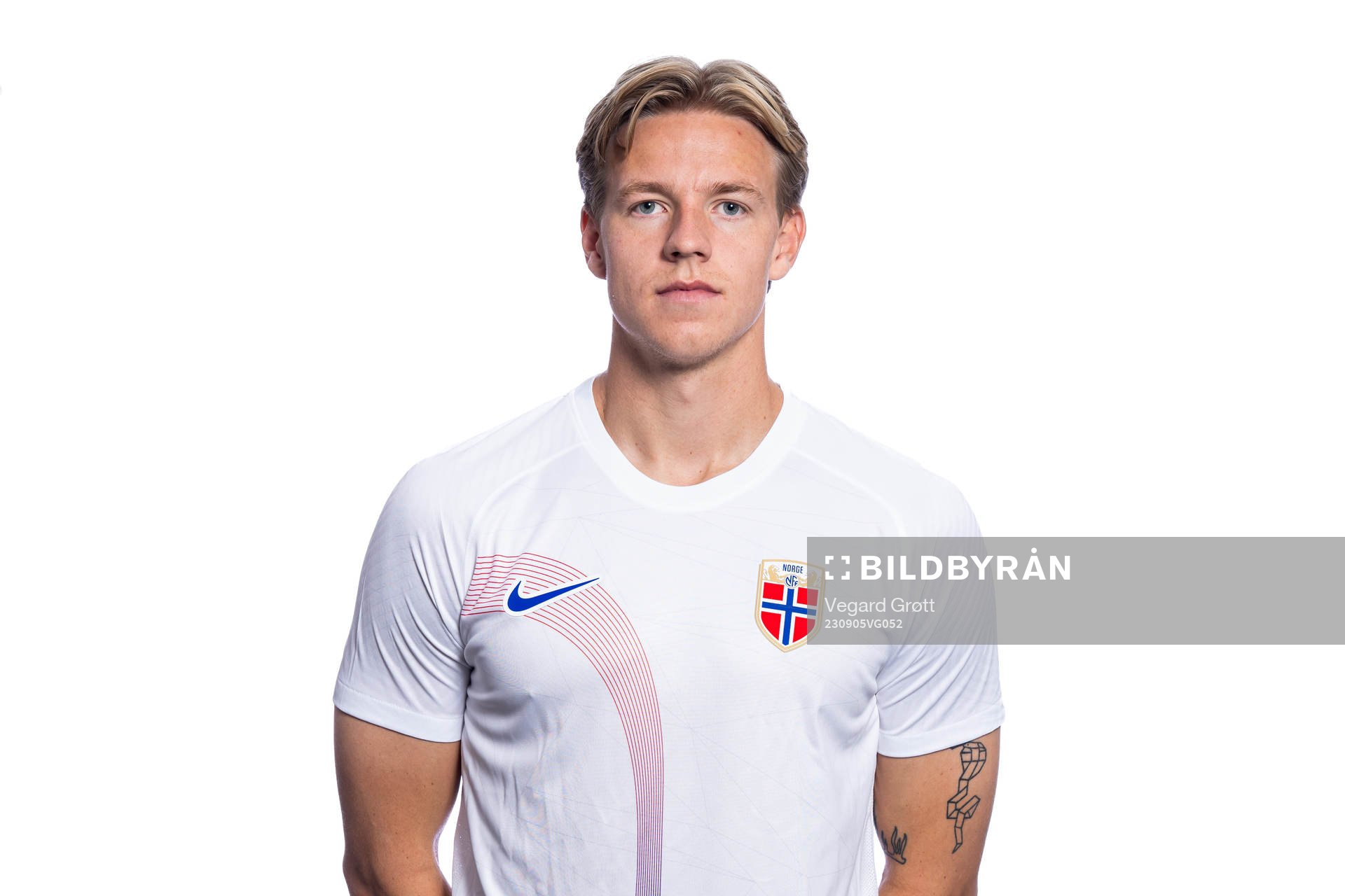 Jesper Daland of the Norwegian national football team poses
