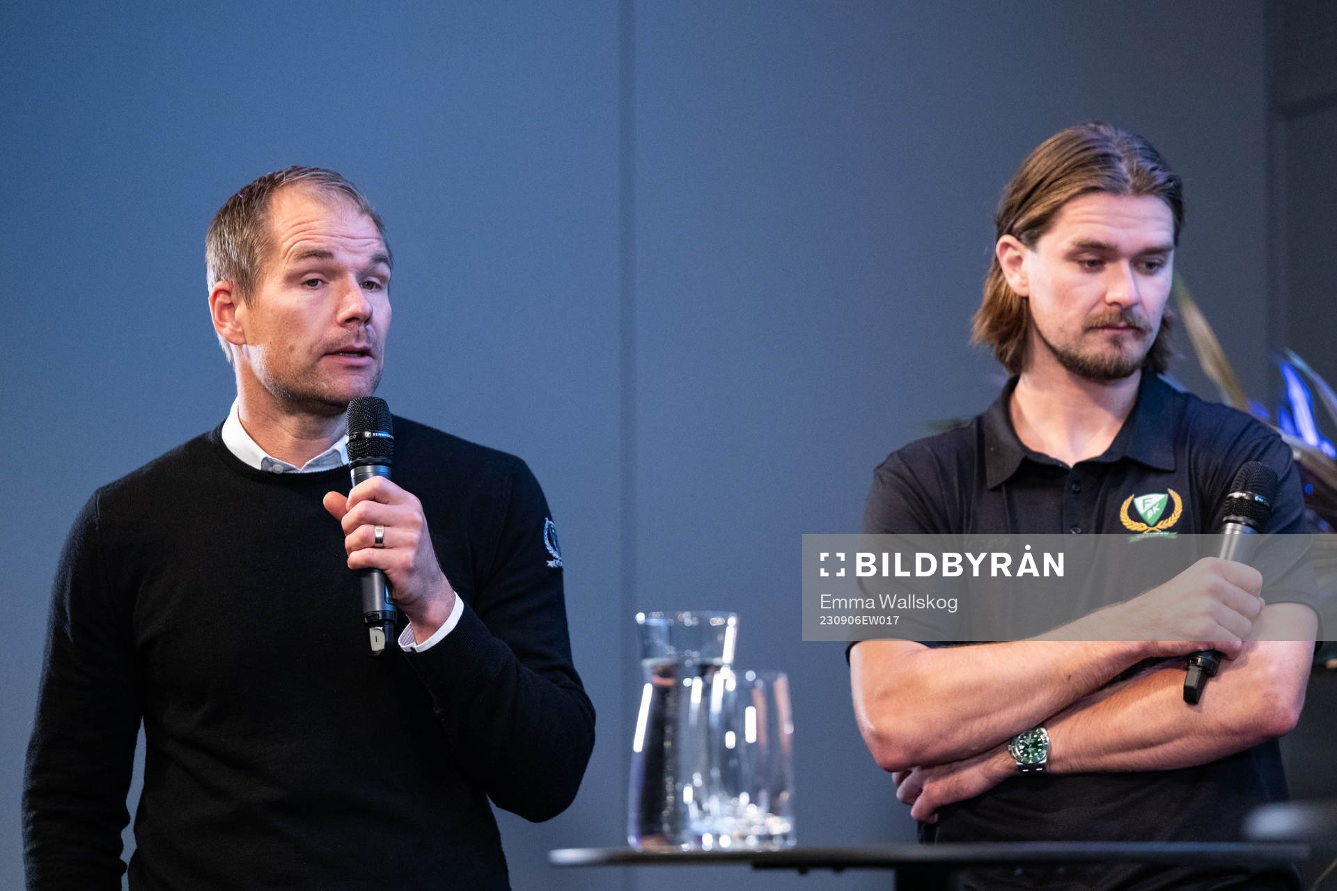 Färjestads tränare Tomas Mitell och Färjestads Linus