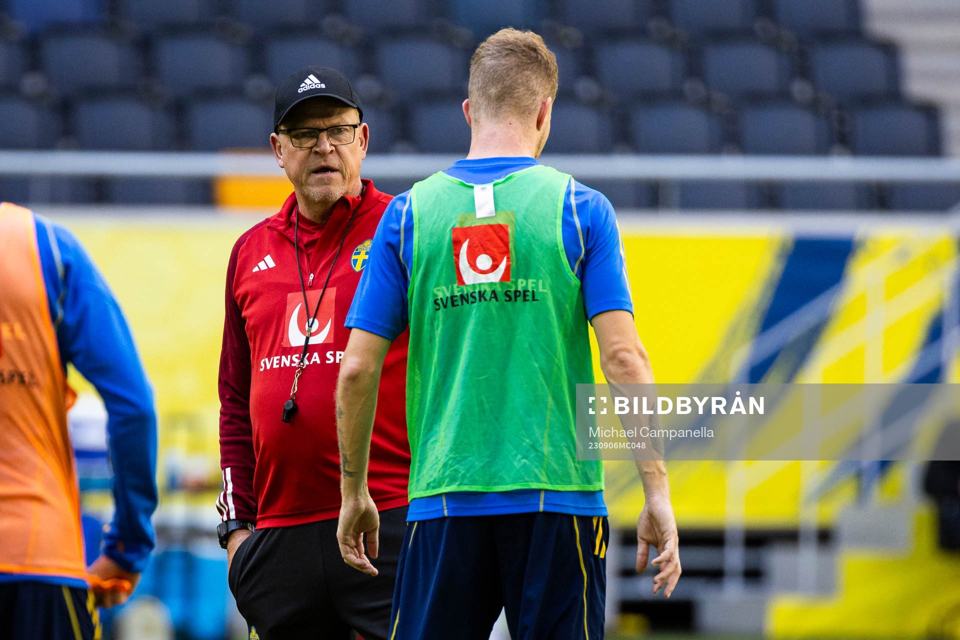 Sweden head coach Janne Andersson and Samuel Gutafsson