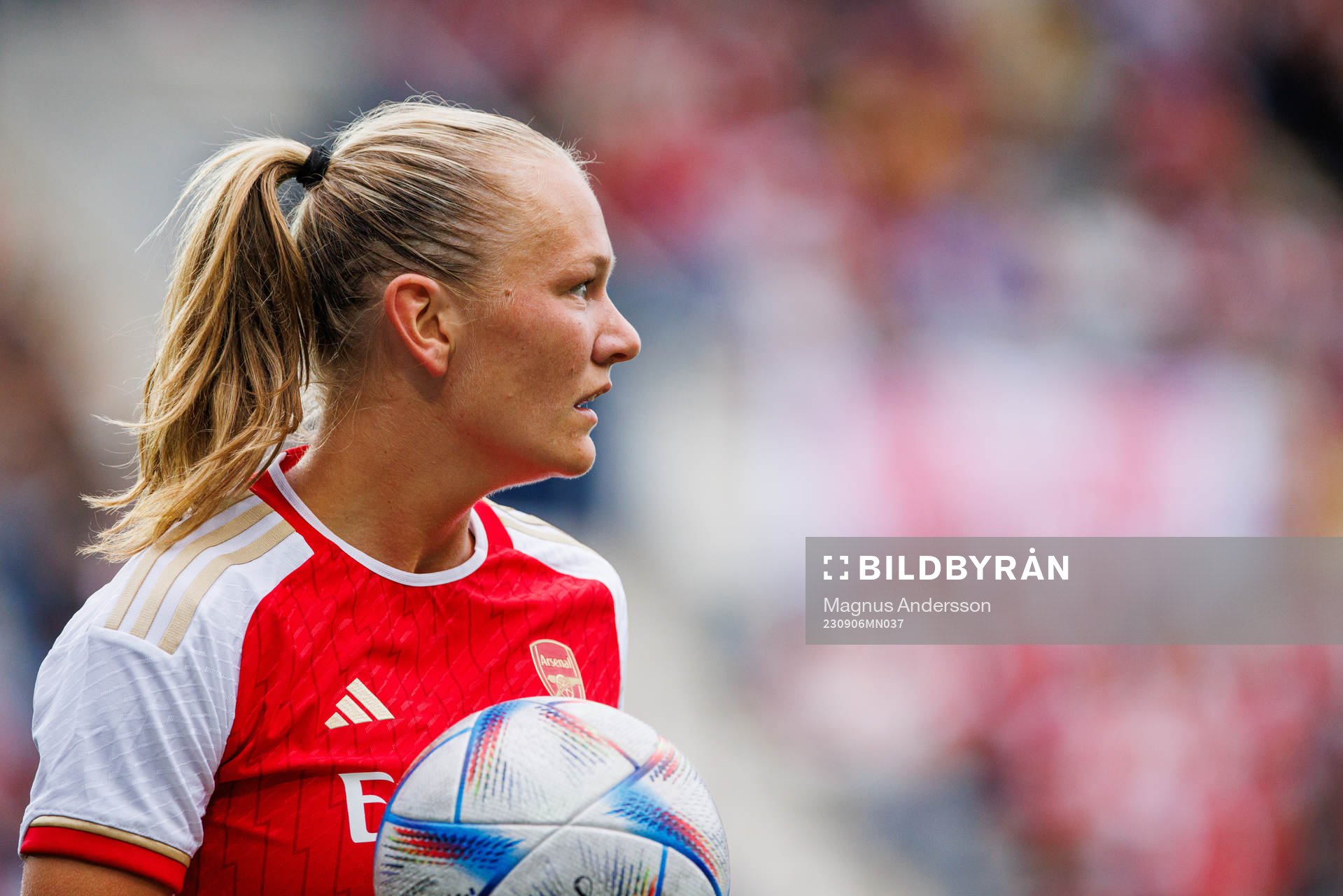Arsenals Frida Maanum during the UEFA Women’s Champions League round 1 semifinal match between Linköping and Arsenal on September 6, 2023 in Linköping.