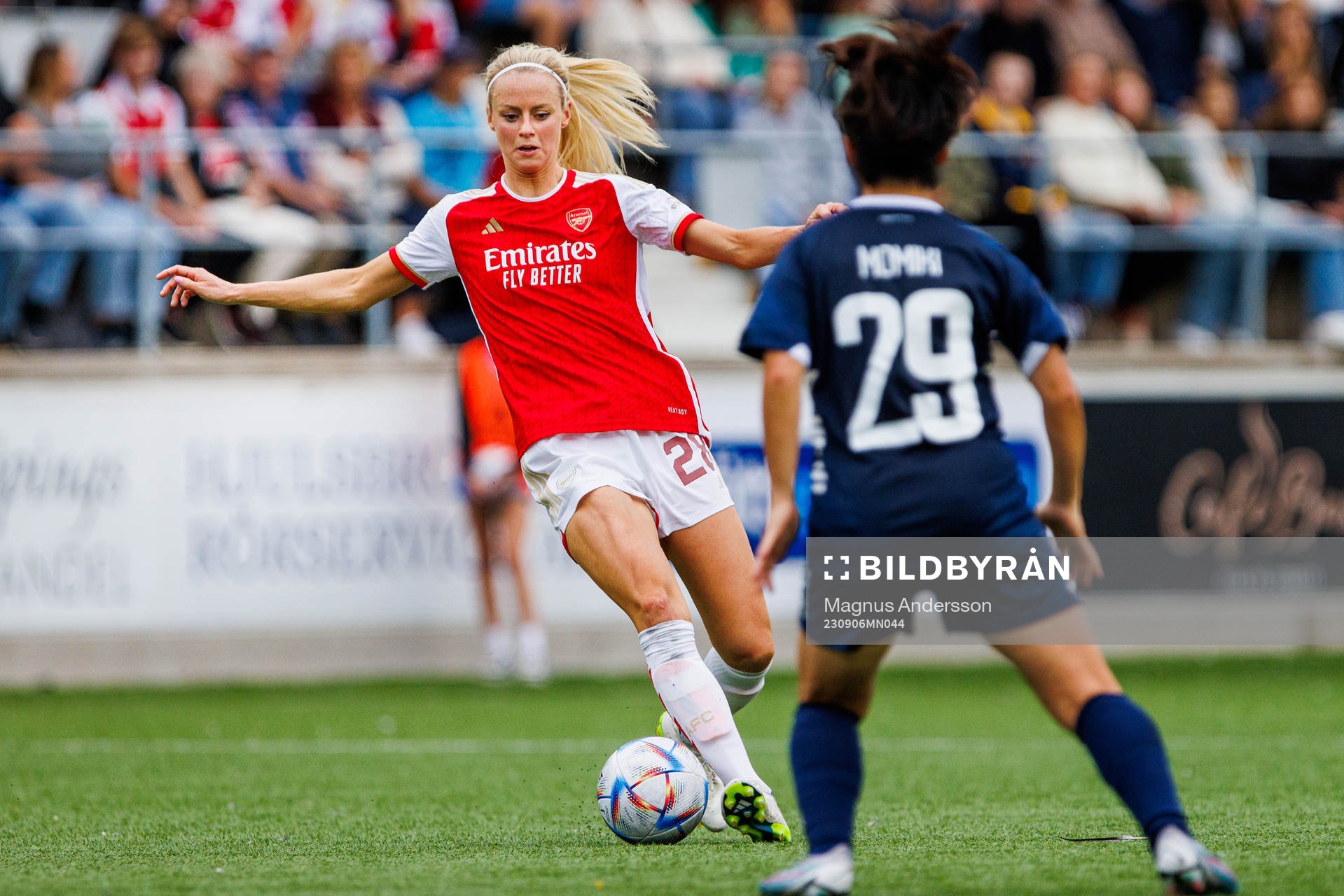 Arsenals Amanda Ilestedt during the UEFA Women’s Champions League round 1 semifinal match between Linköping and Arsenal on September 6, 2023 in Linköping. 