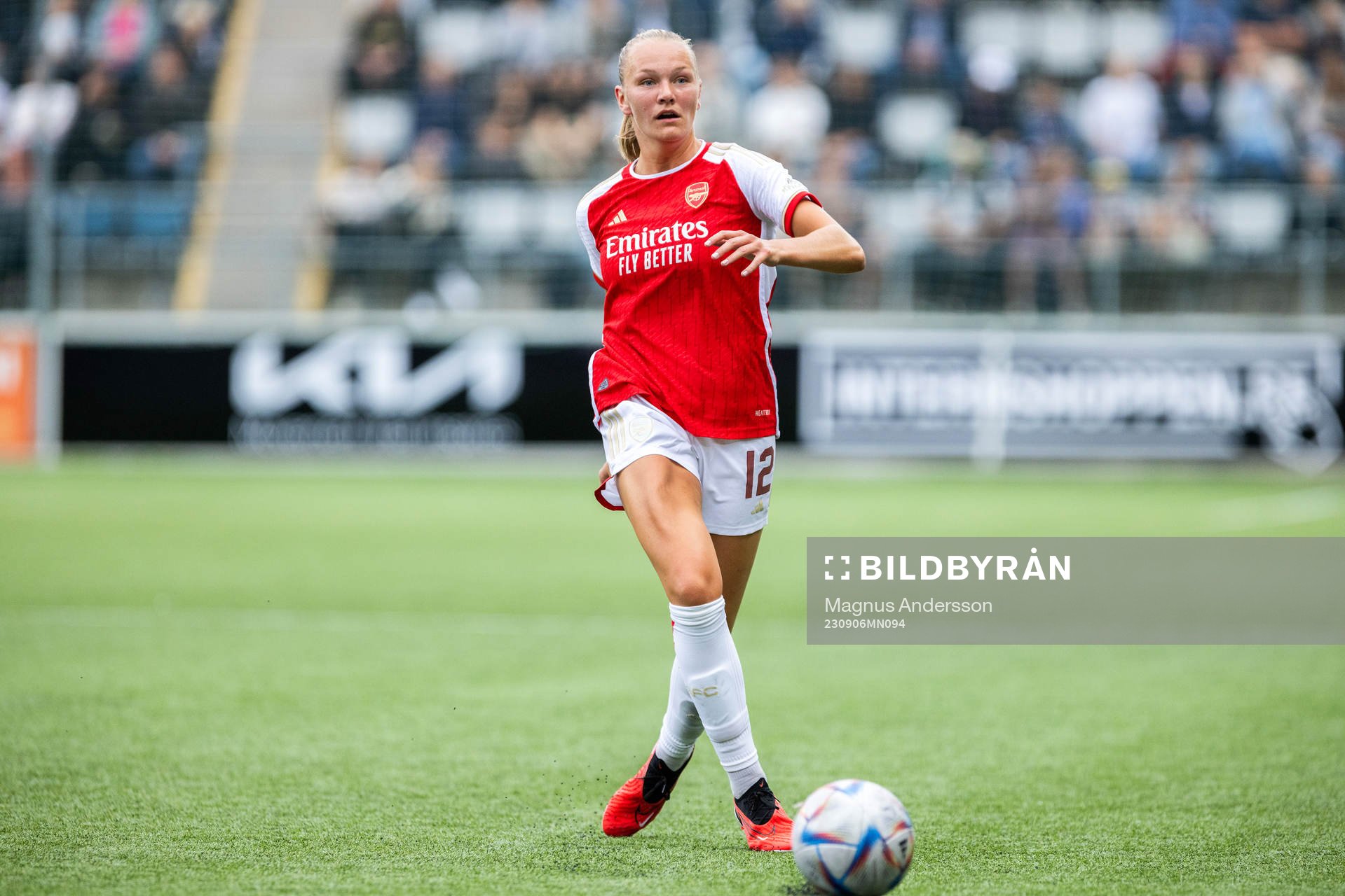 Frida Maanum of Arsenal during the UEFA Women’s Champions League round 1 semifinal match between Linköping and Arsenal on September 6, 2023 in Linköping.
