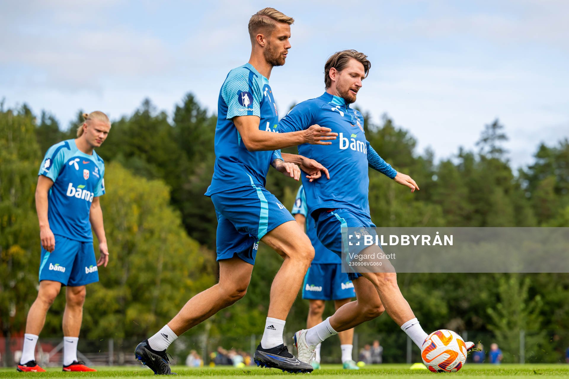 Kristoffer Ajer and Stefan Strandberg of the Norwegian