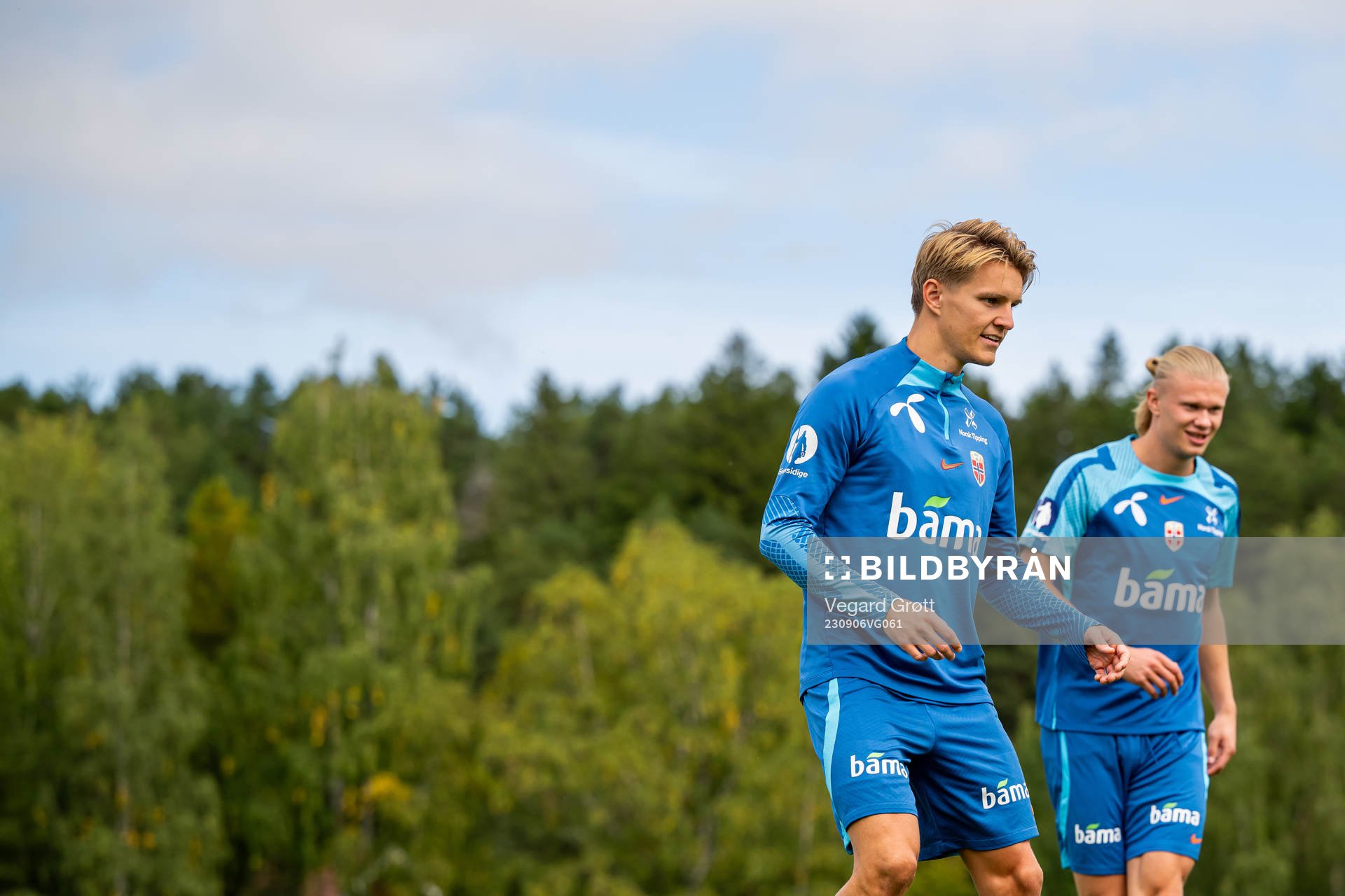 Martin Ødegaard and Erling Braut Haaland of the Norwegian