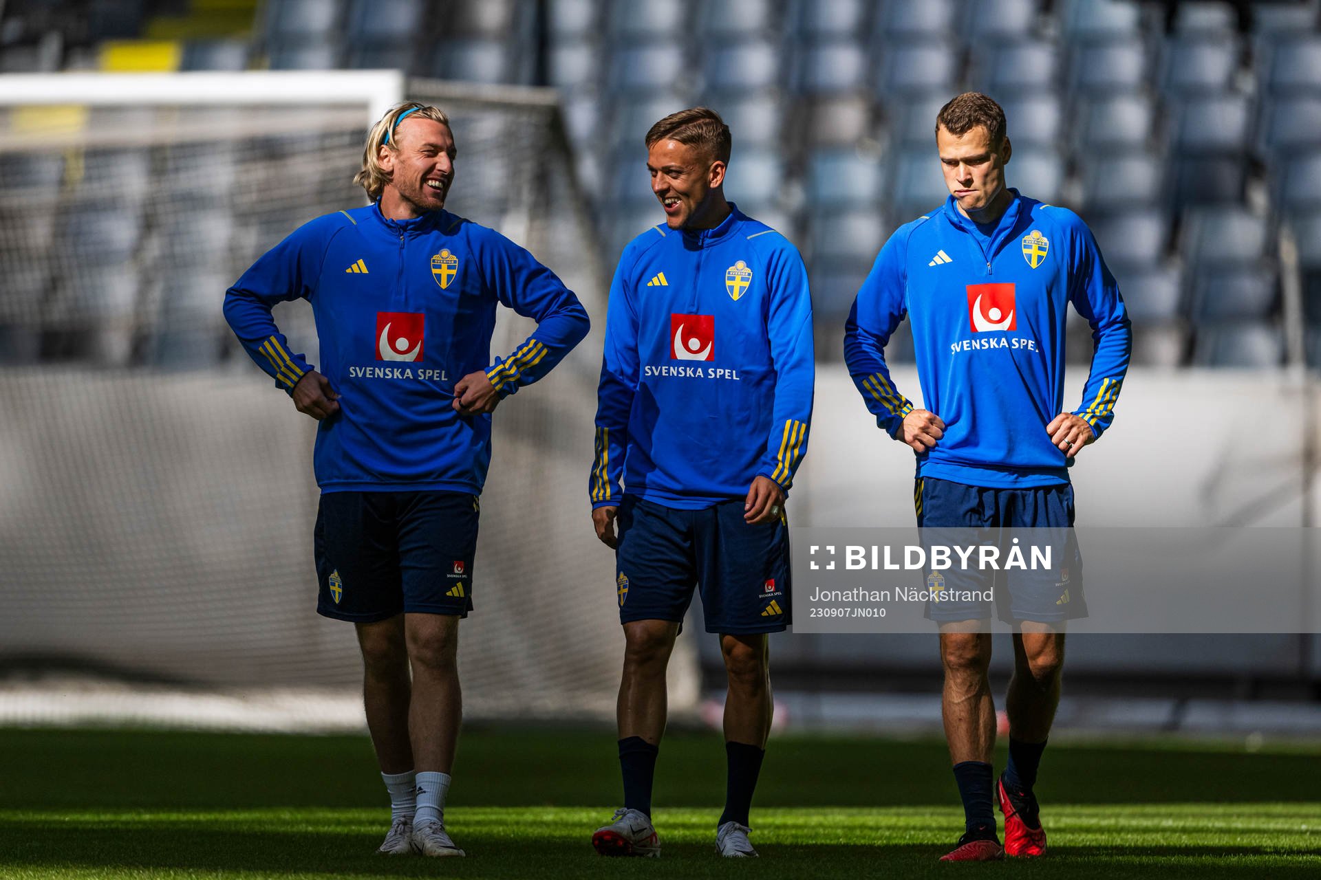 Emil Forsberg, Jesper Karlsson and Viktor Claesson of the