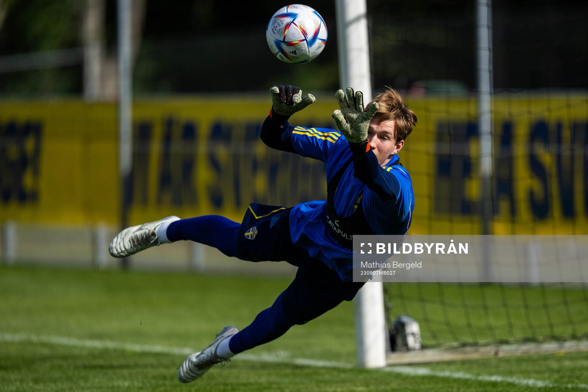 Goalkeeper David Celic of the Swedish under-21 national