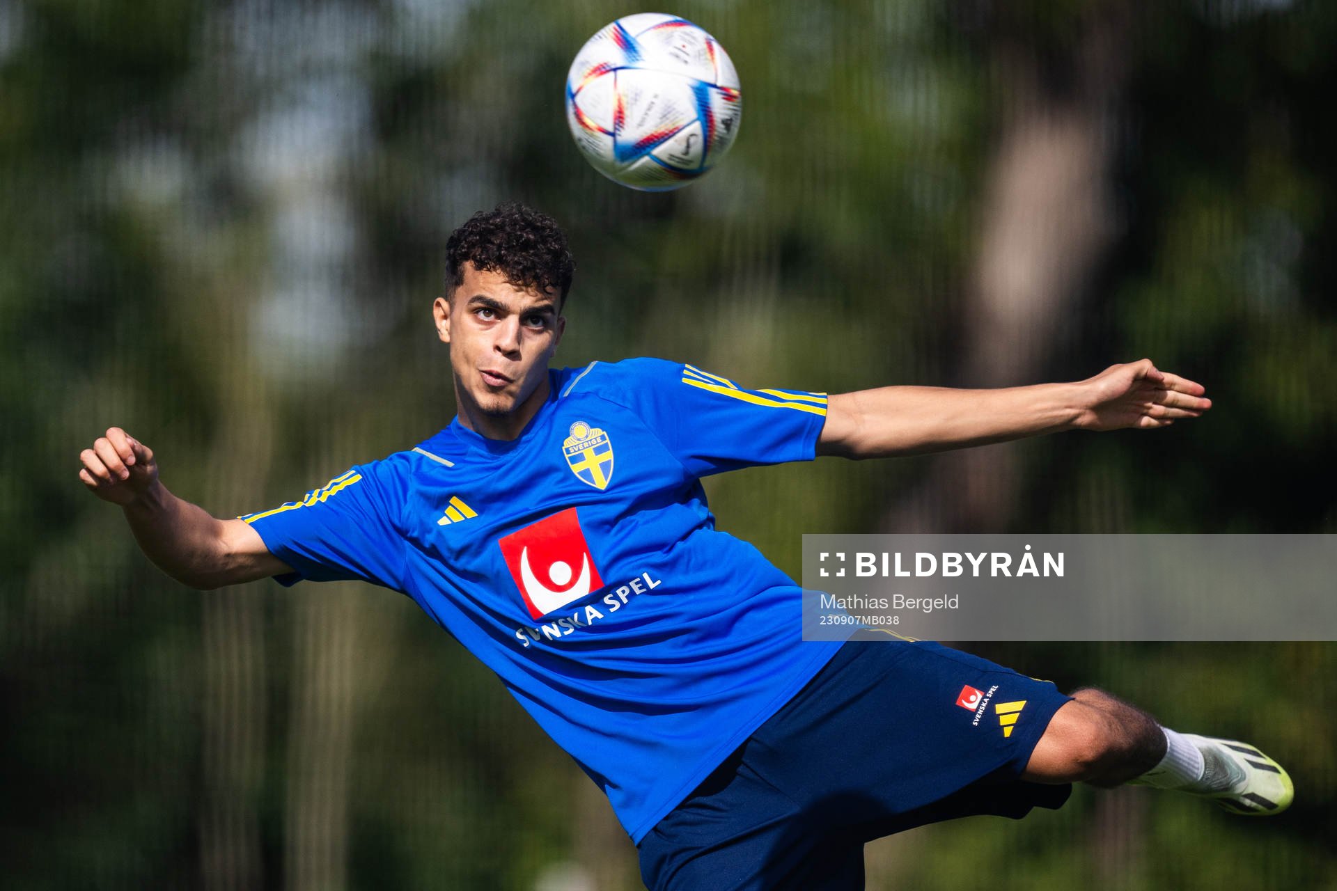Yasin Ayari of the Swedish under-21 national football team during a training session on September 7, 2023 in Husqvarna. 