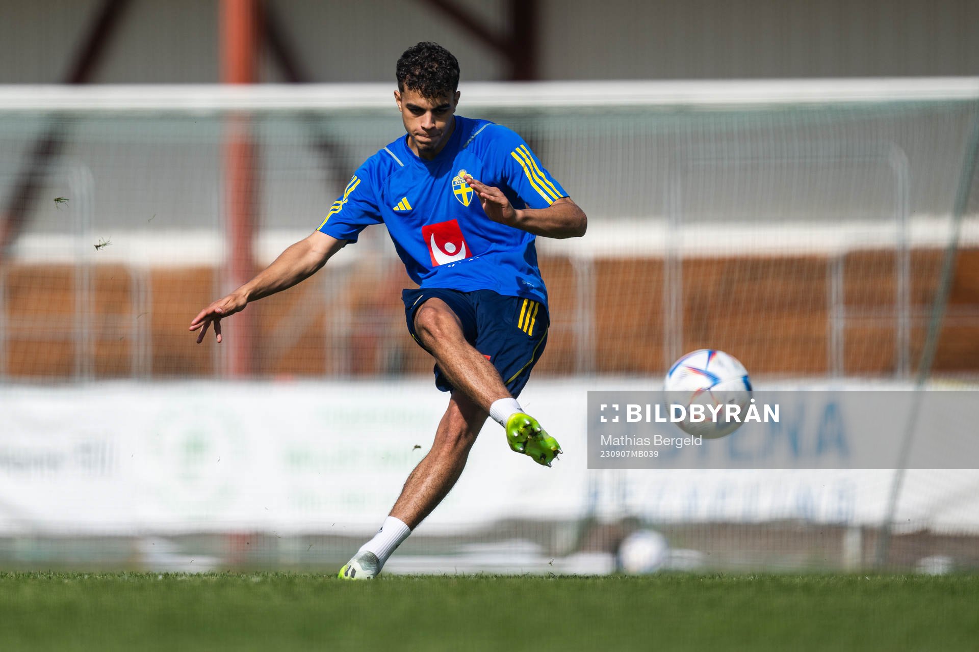 Yasin Ayari of the Swedish under-21 national football team during a training session on September 7, 2023 in Husqvarna. 