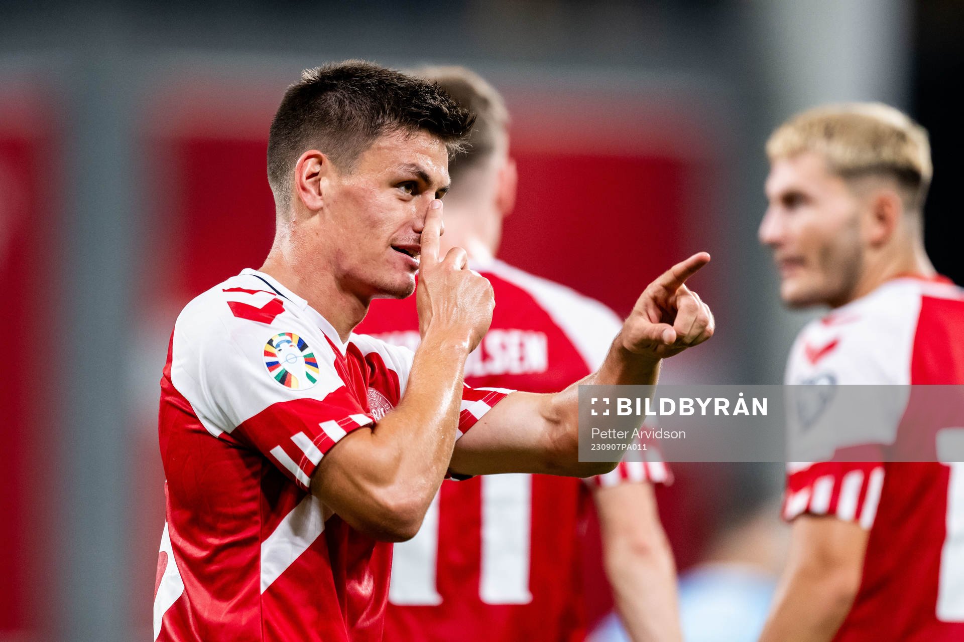 Joakim Mæhle of Denmark celebrates