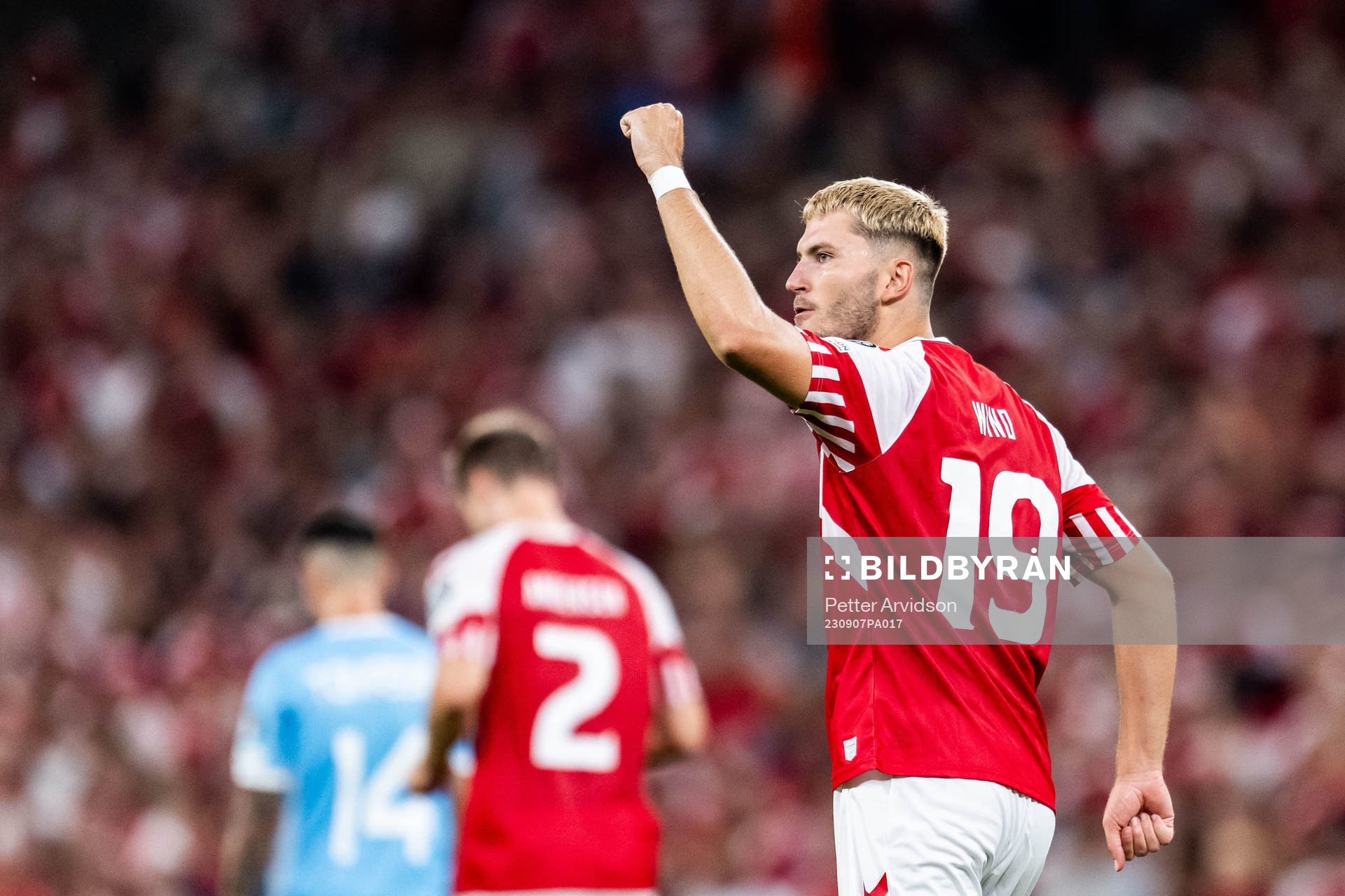 Jonas Wind of Denmark celebrates