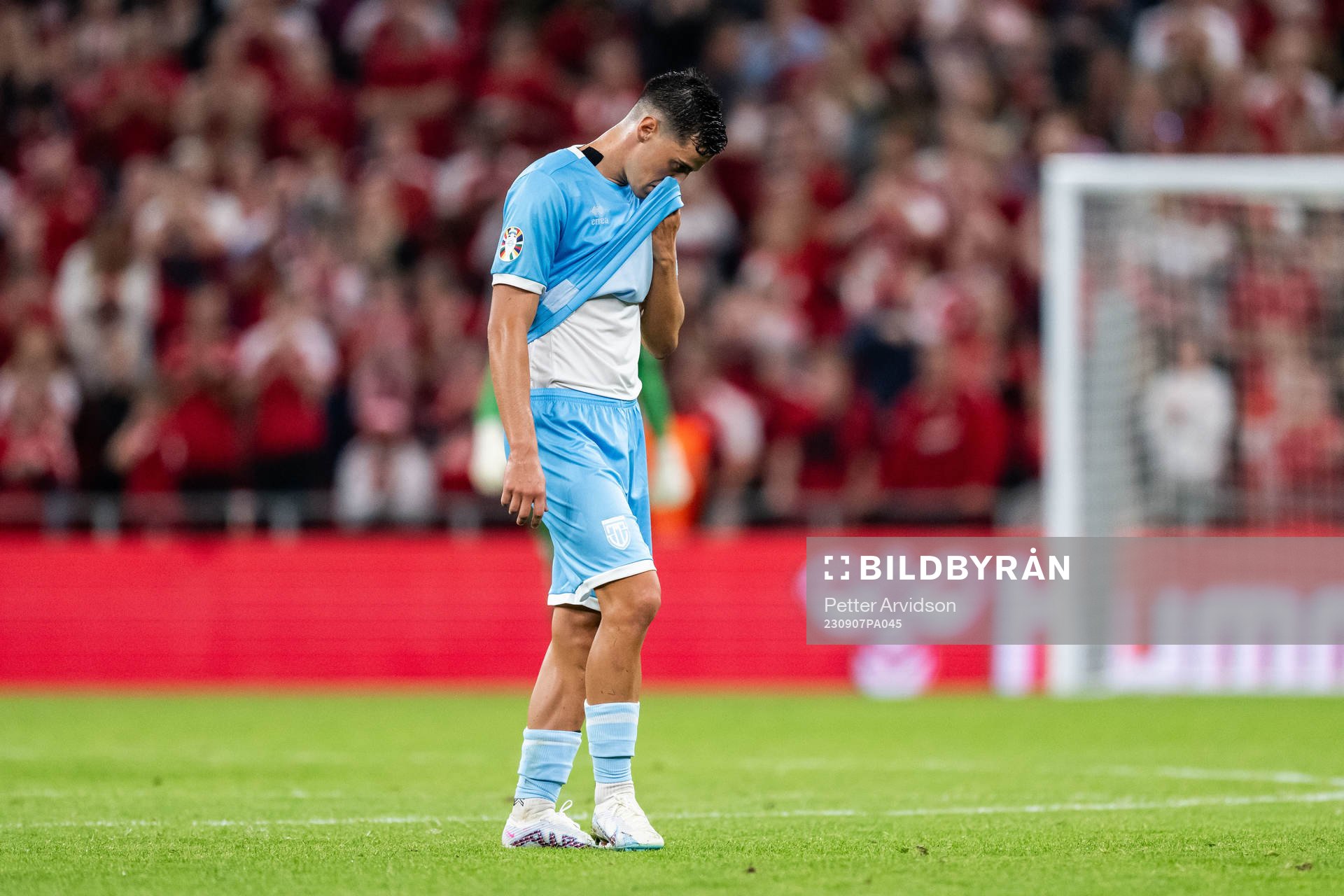 Lorenzo Capicchioni of San Marino looks dejected