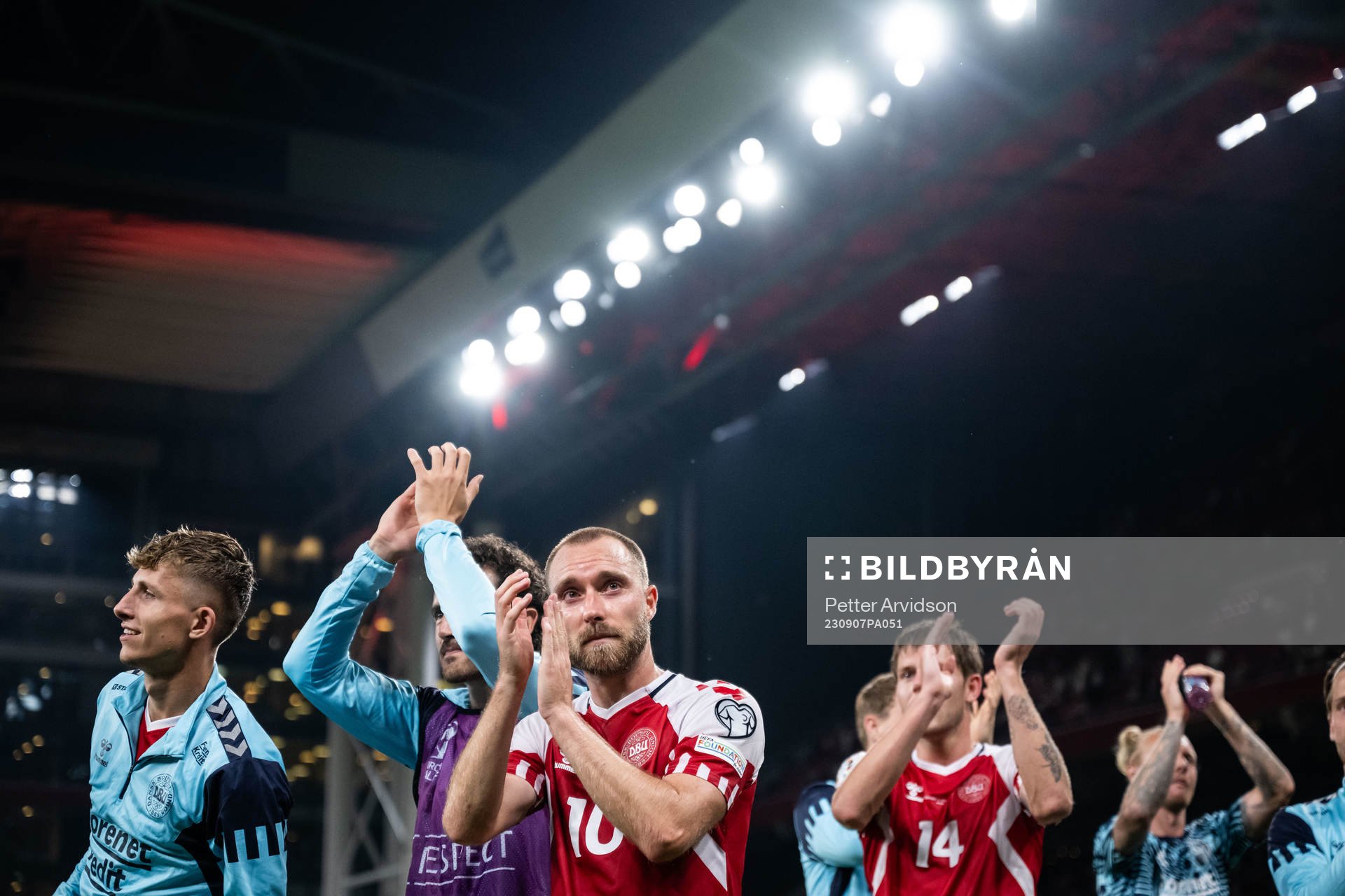 Christian Eriksen of Denmark celebrates