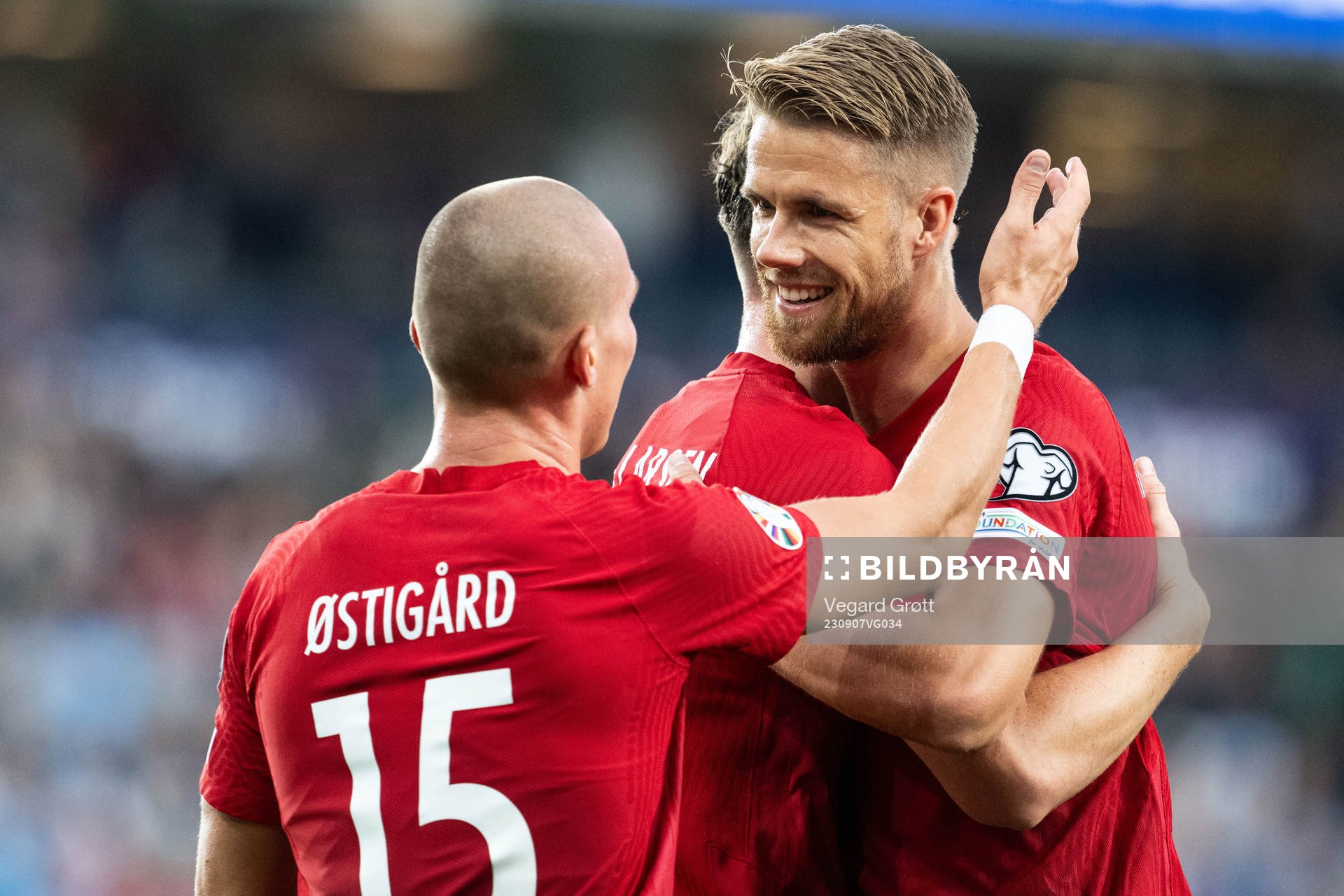 Kristoffer Ajer celebrates