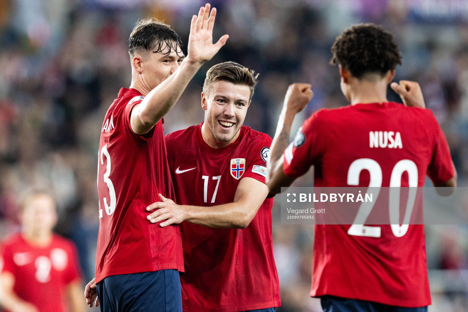 Fredrik André Bjørkan of Norway celebrates with Jørgen