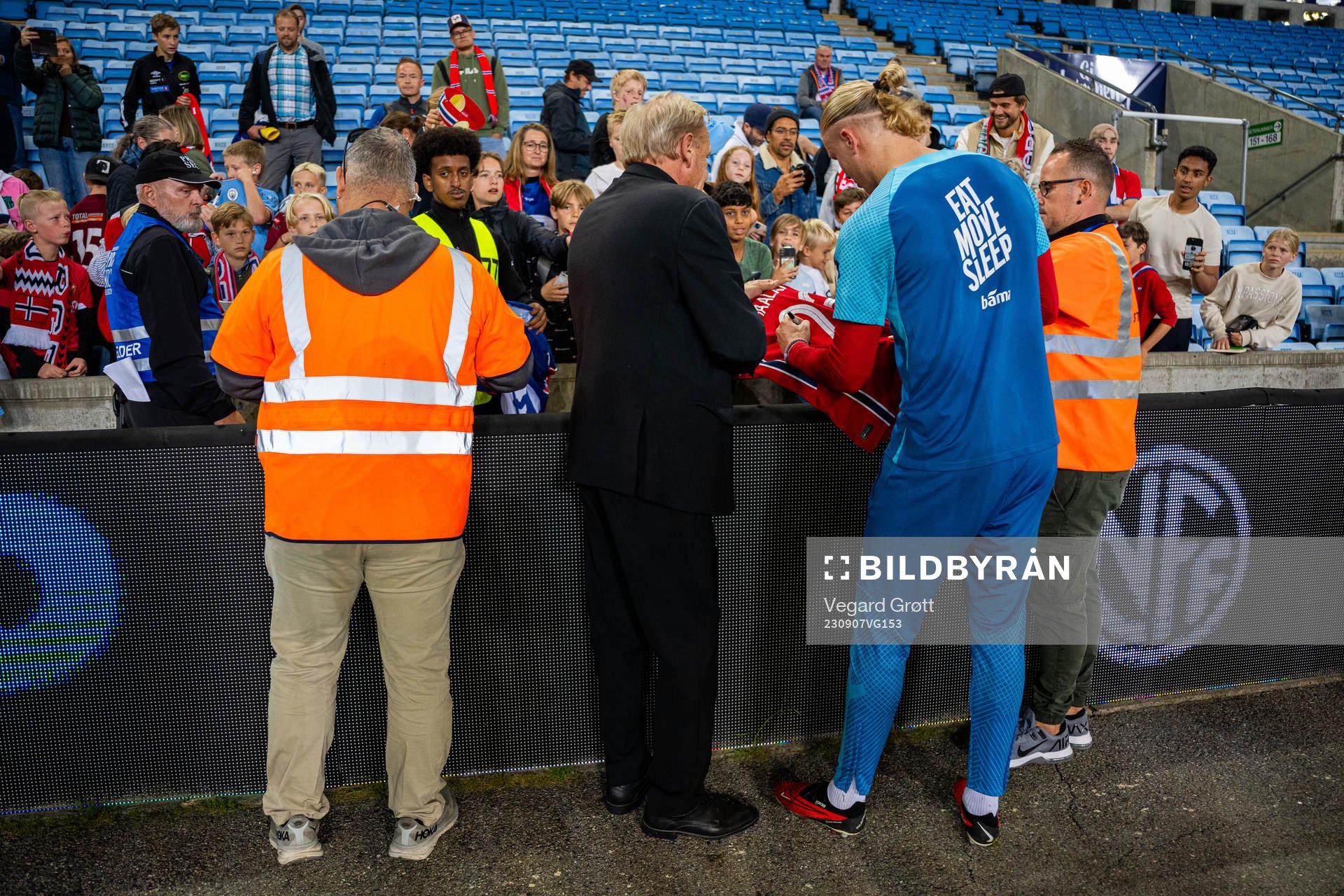 Erling Braut Haaland of Norway signs autographs