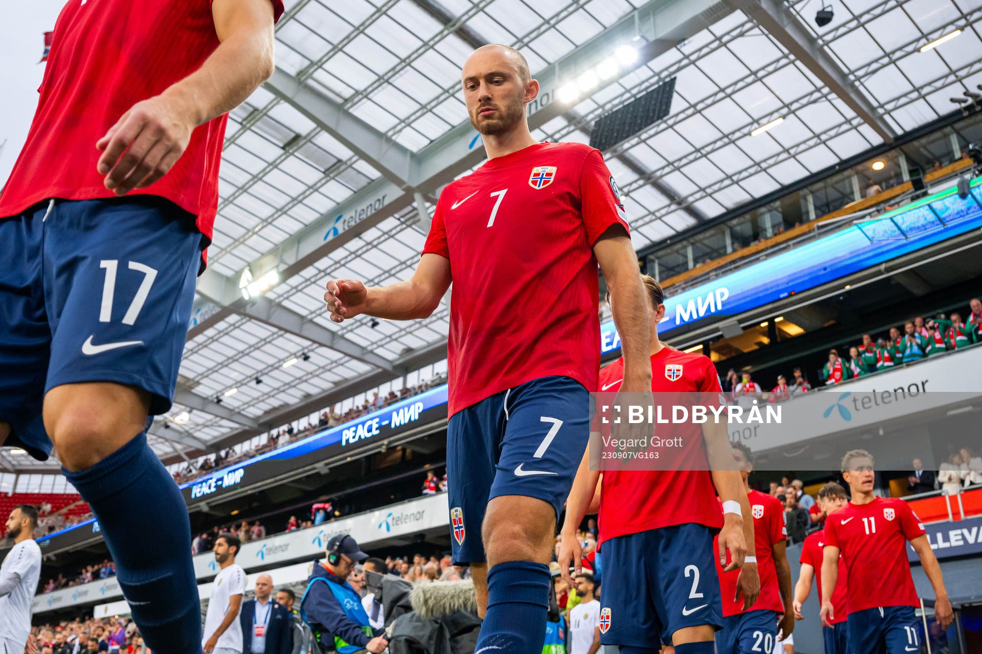 Fredrik Aursnes of Norway enters the pitch