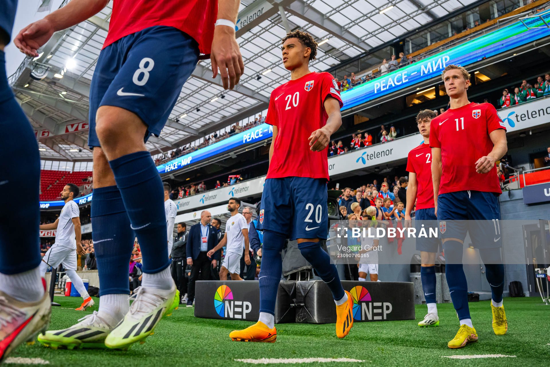 Antonio Nusa of Norway enters the pitch
