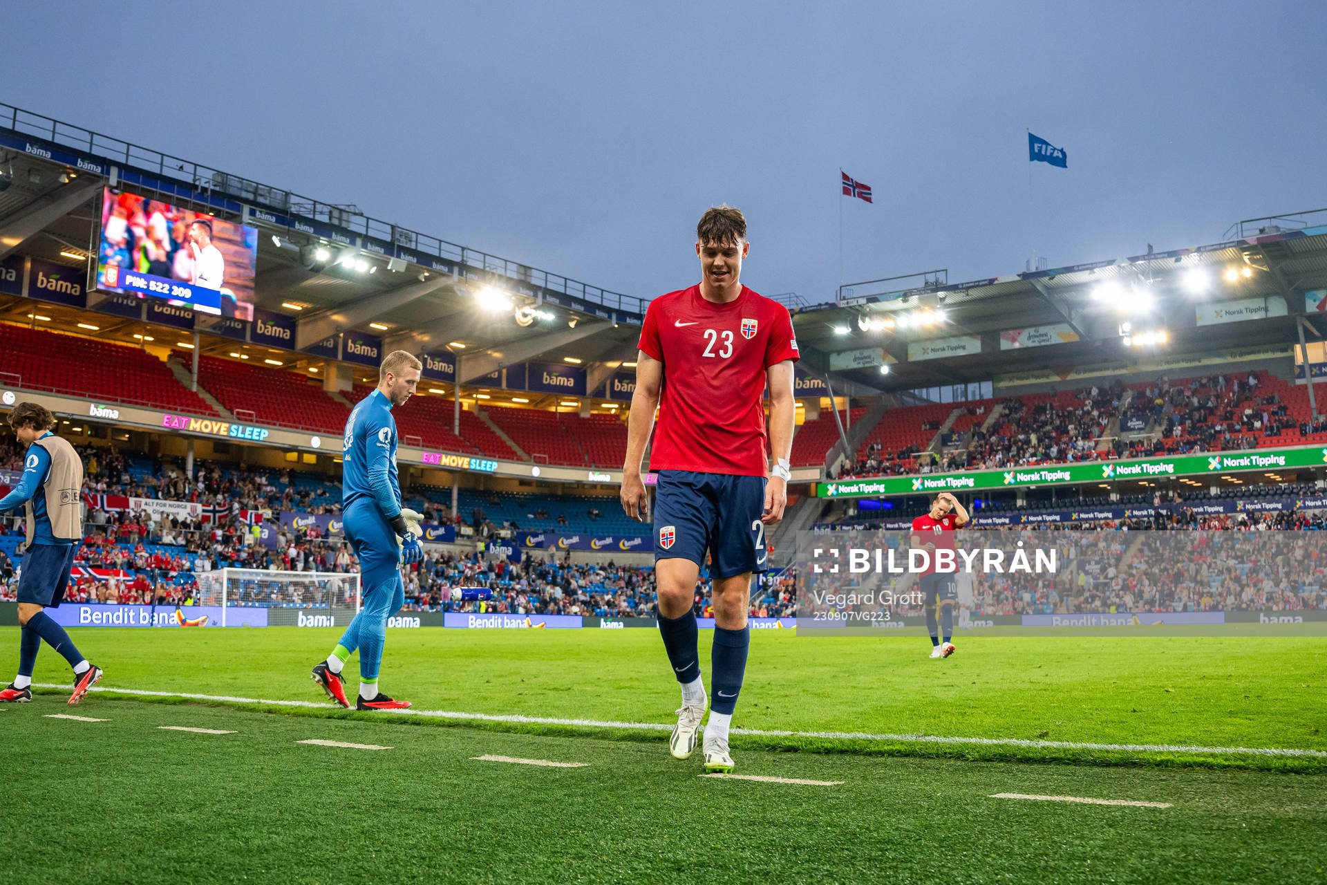 Jørgen Strand Larsen of Norway at half-time