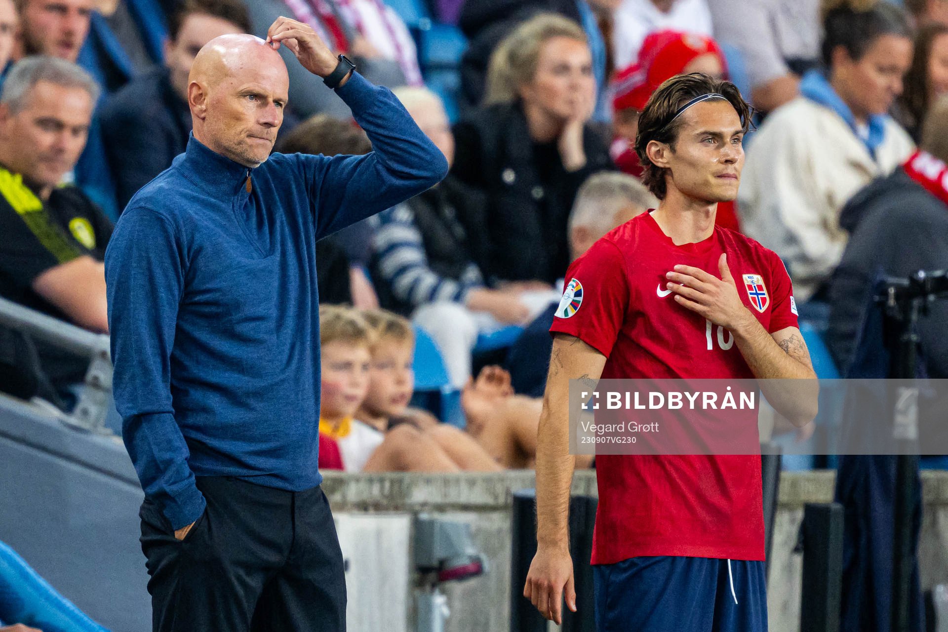 Ståle Solbakken, head coach of Norway, and Markus Solbakken