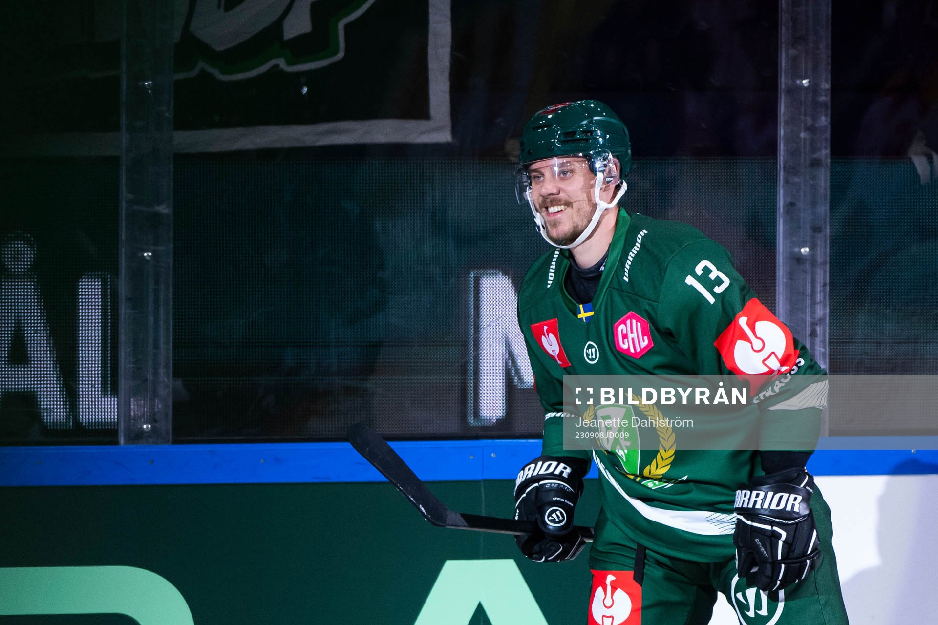 Joel Kellman of Färjestad celebrates the 1-1 goal
