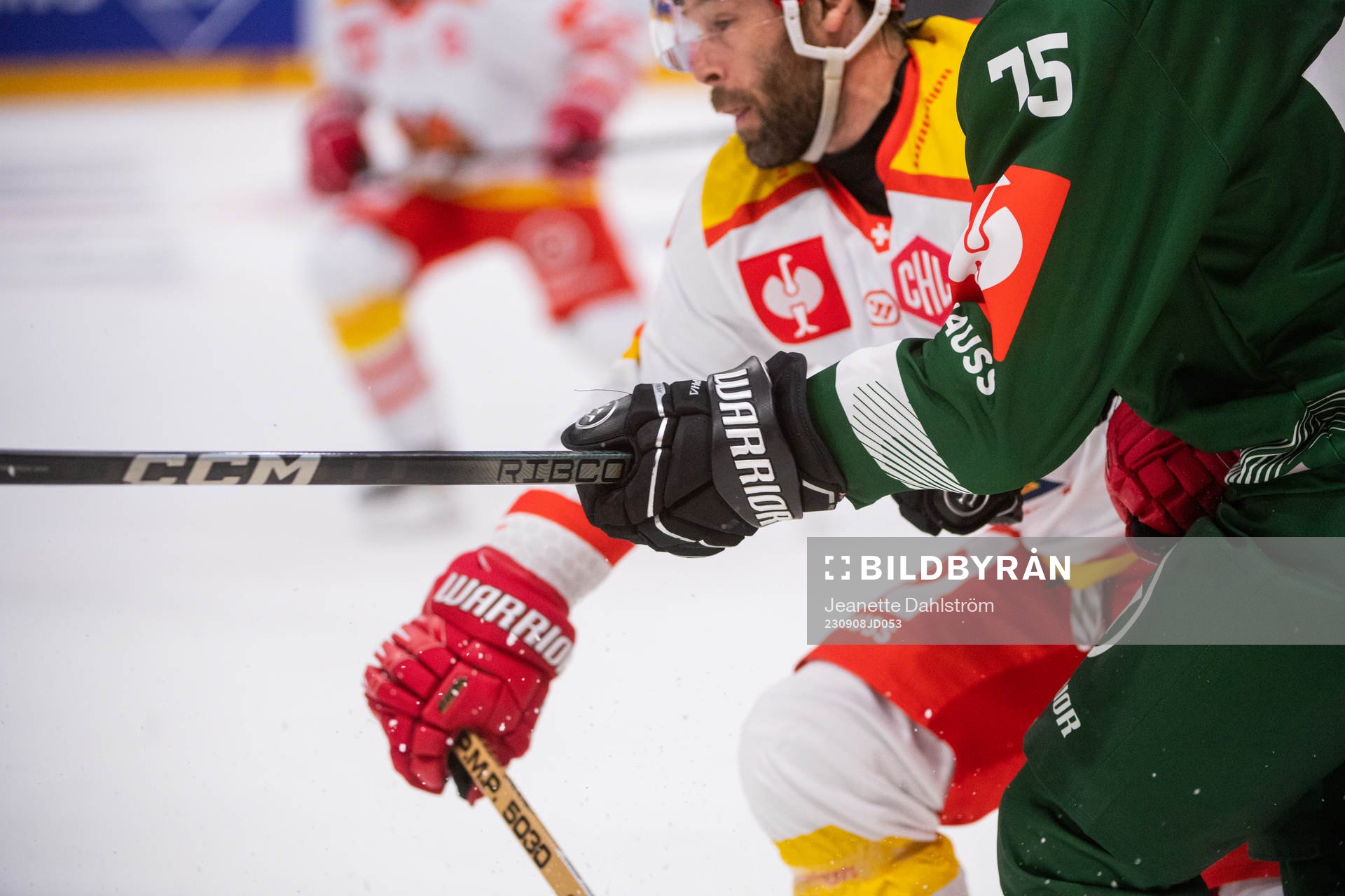 during the CHL game between Färjestad and EHC Biel-Bienne