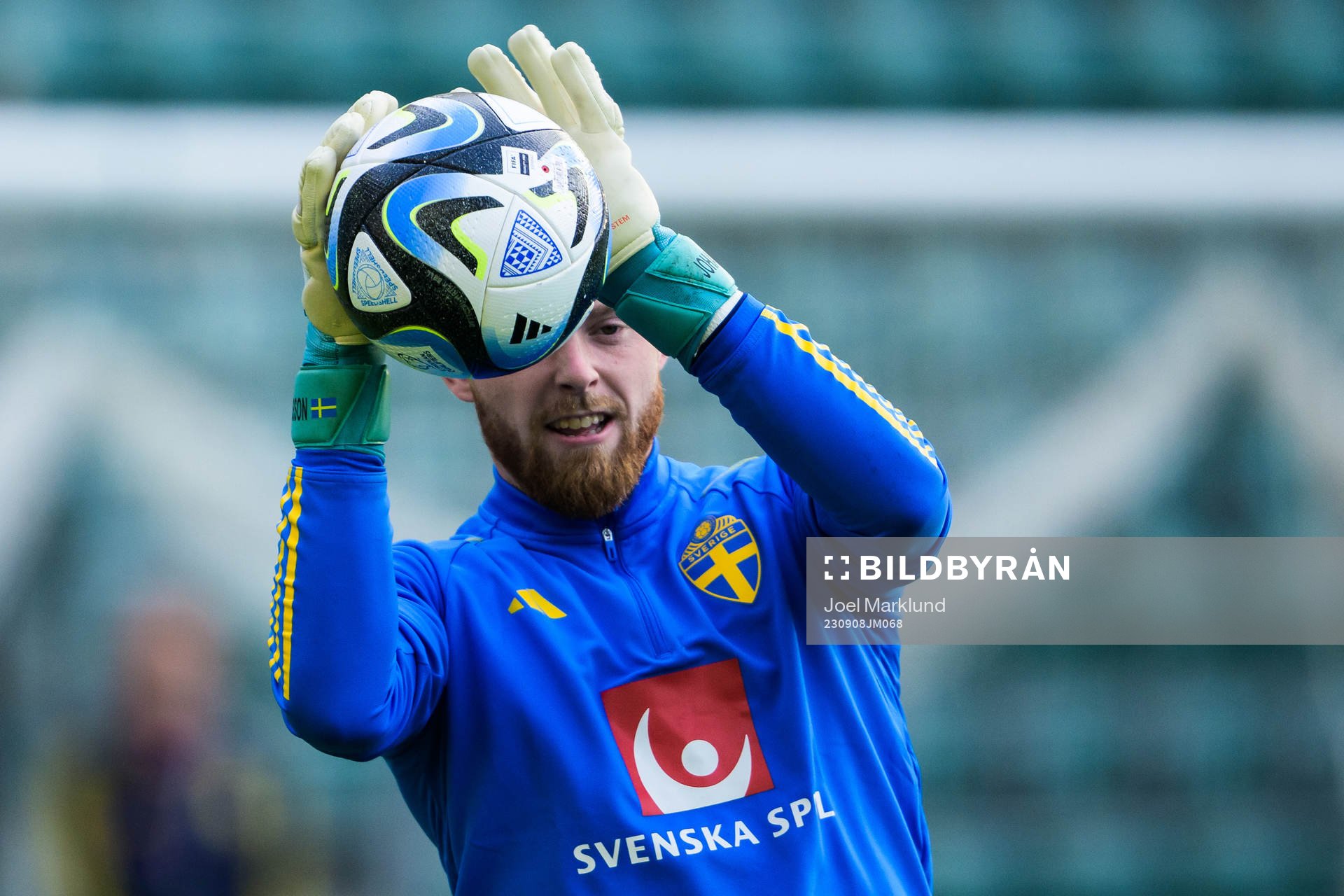 Viktor Johansson of the Swedish national football team at a