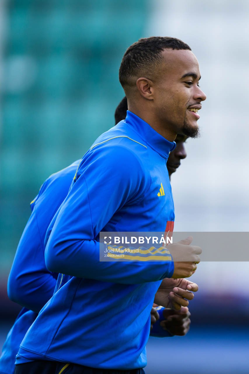 Robin Quaison of the Swedish national football team at a
