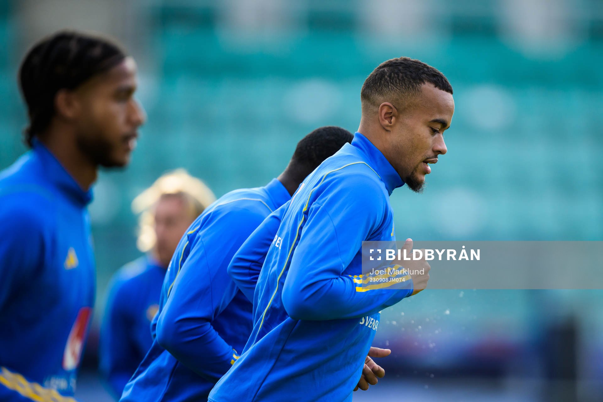 Robin Quaison of the Swedish national football team at a